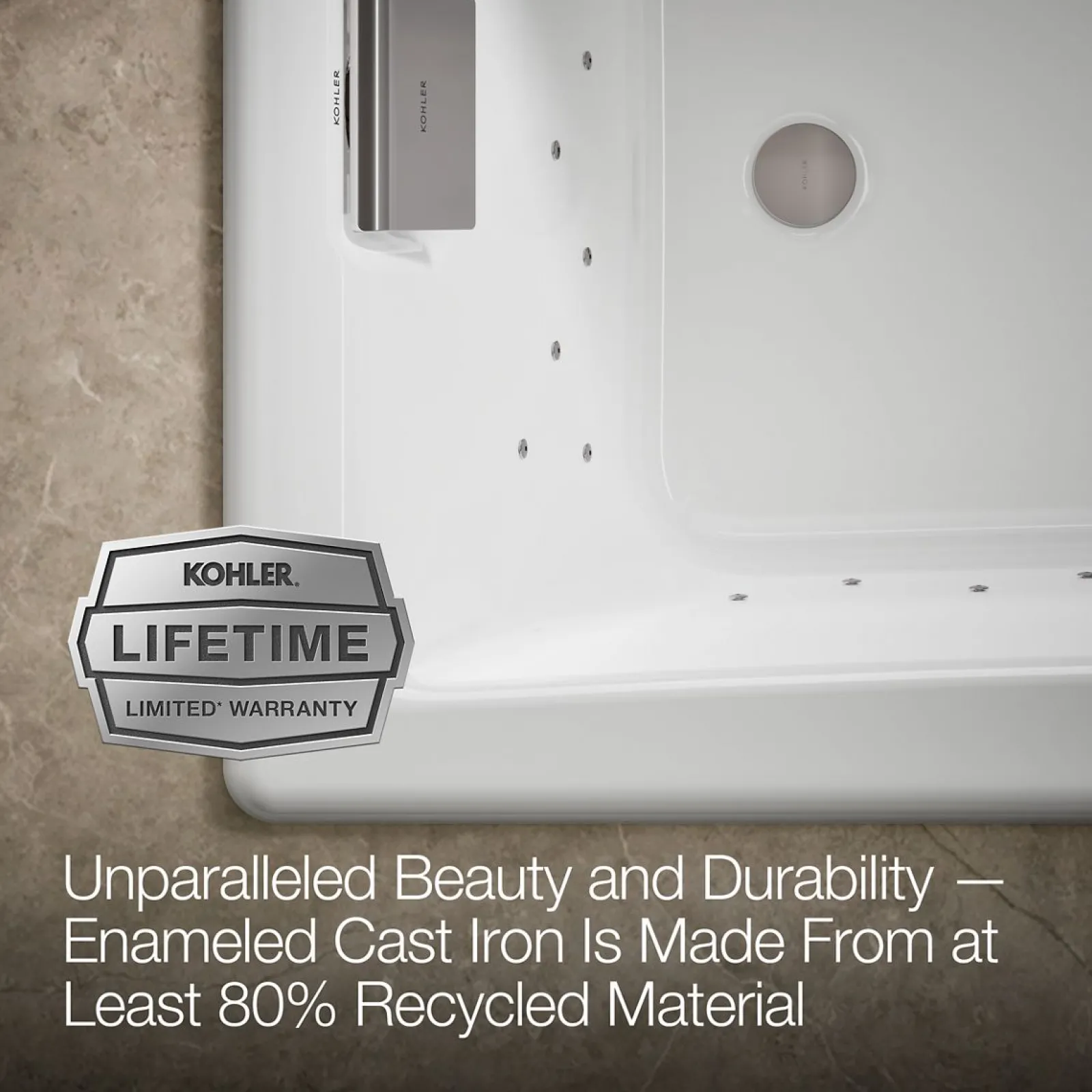 60" x 32" drop-in Heated BubbleMassage™ air bath^Kohler