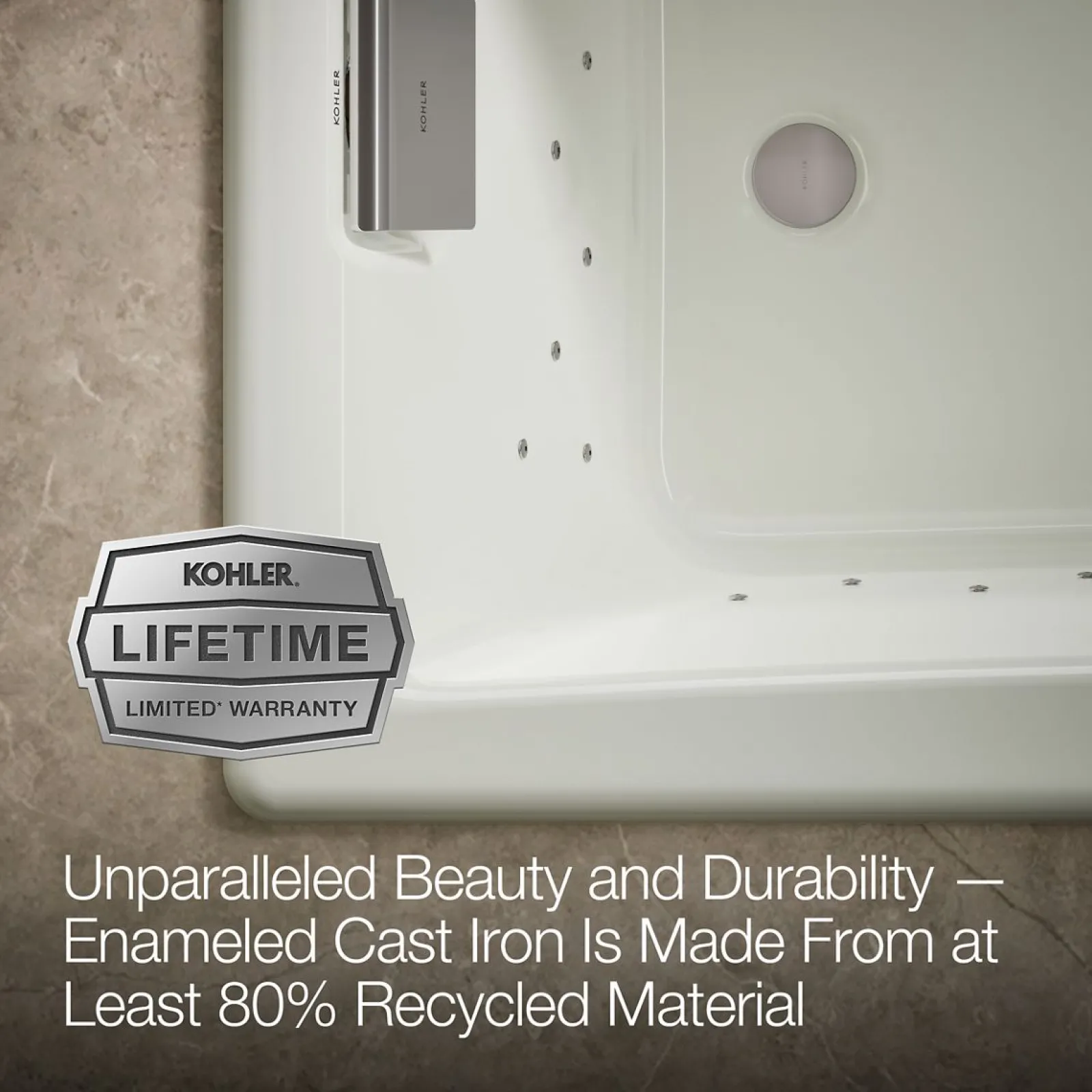 60" x 32" drop-in Heated BubbleMassage™ air bath^Kohler