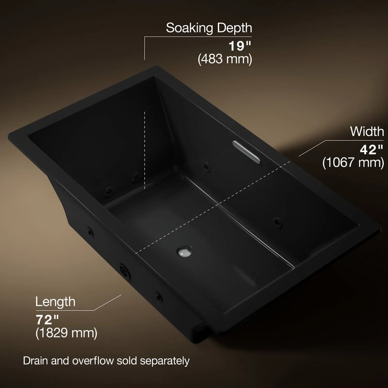 72" x 42" drop-in heated whirlpool bath^Kohler New