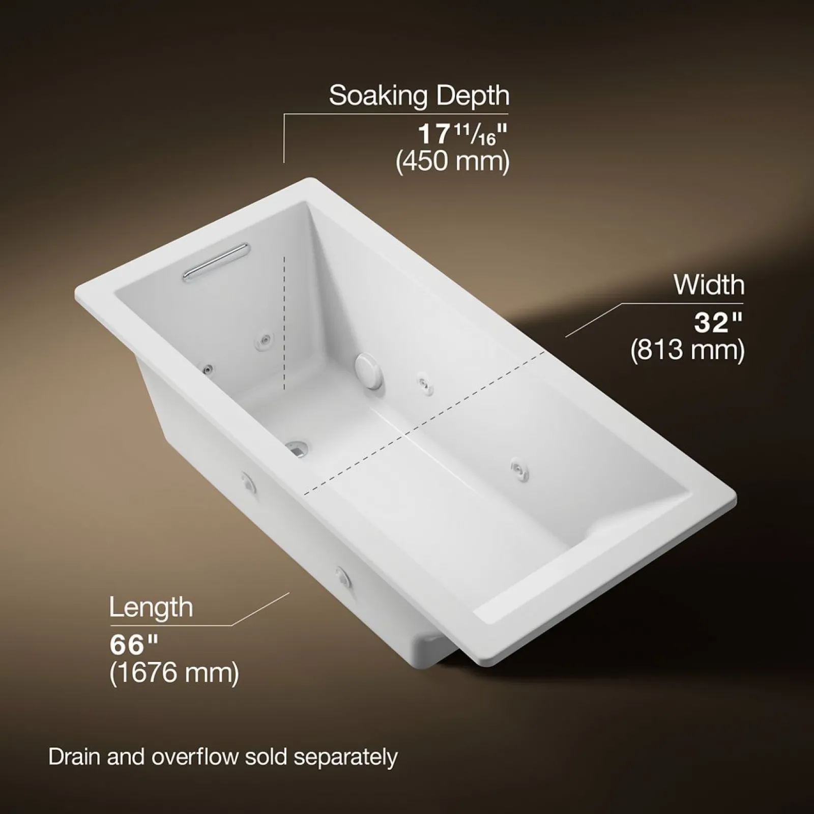66" x 32" drop-in heated whirlpool bath^Kohler Clearance