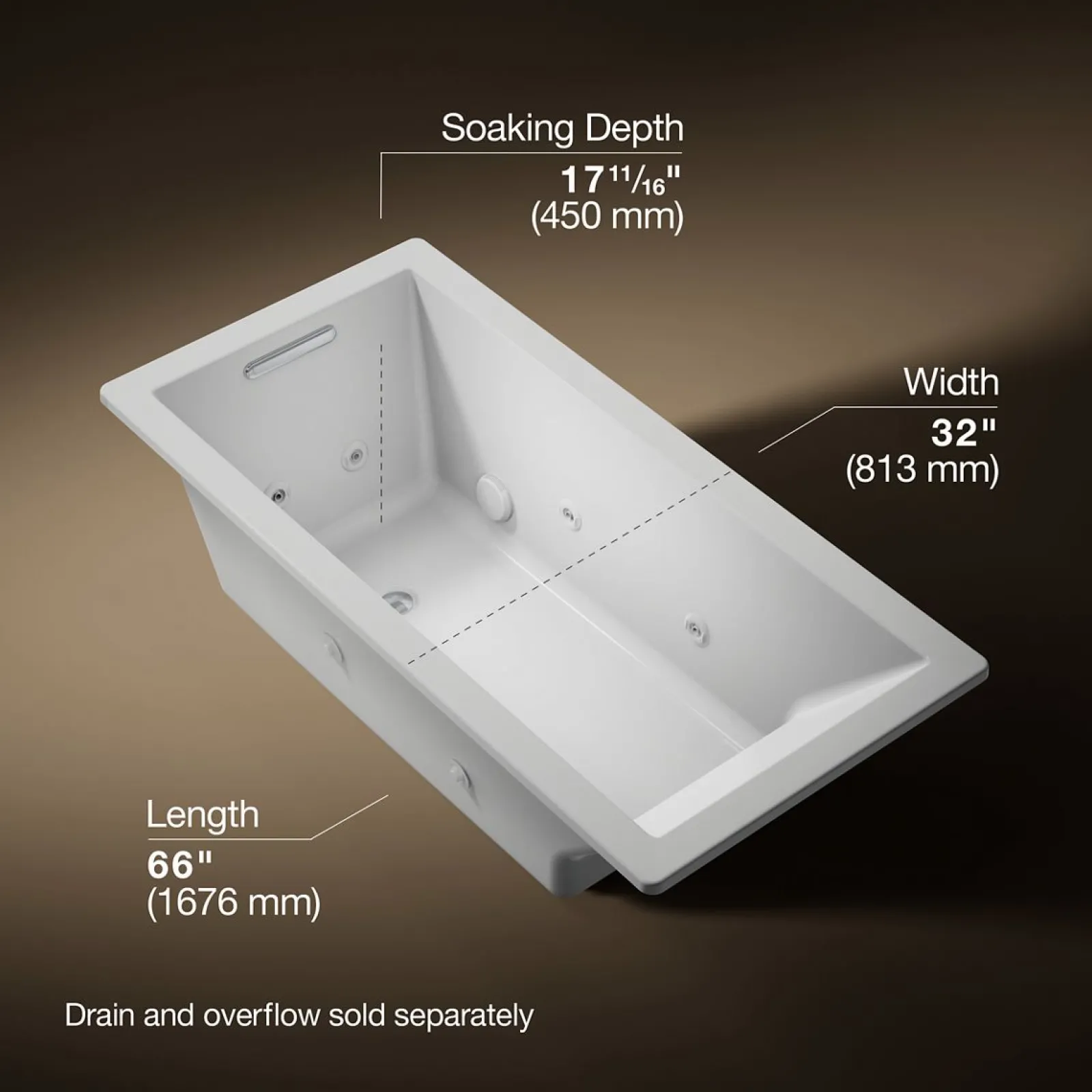 66" x 32" drop-in heated whirlpool bath^Kohler Clearance