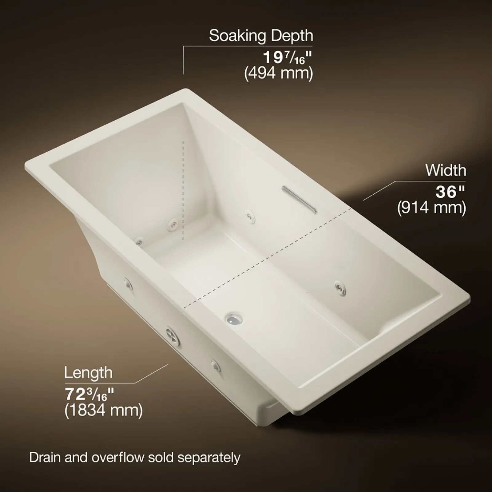 72" x 36" drop-in heated whirlpool bath^Kohler Best