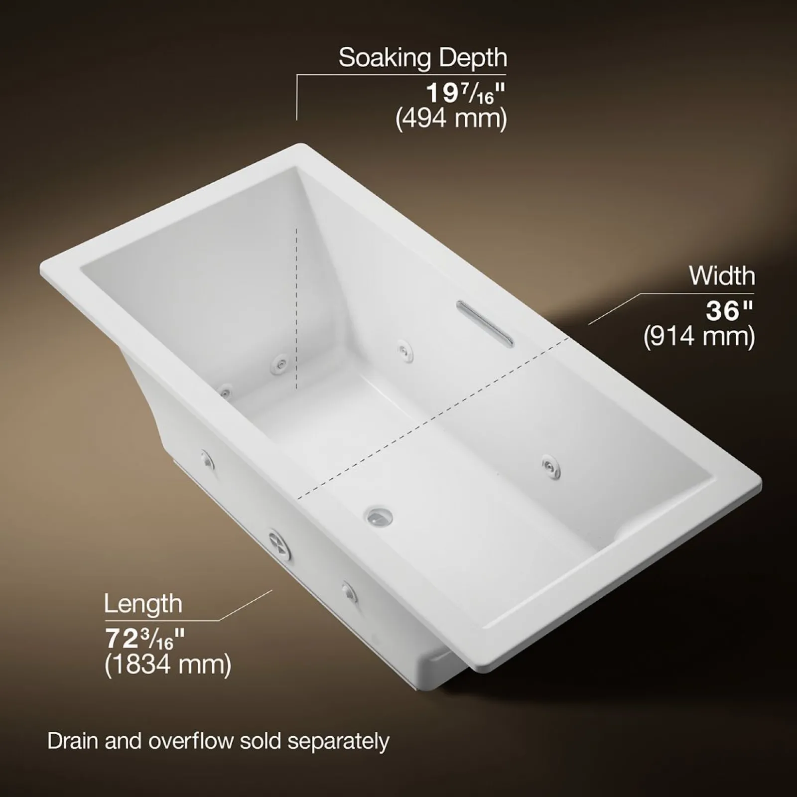72" x 36" drop-in heated whirlpool bath^Kohler Best