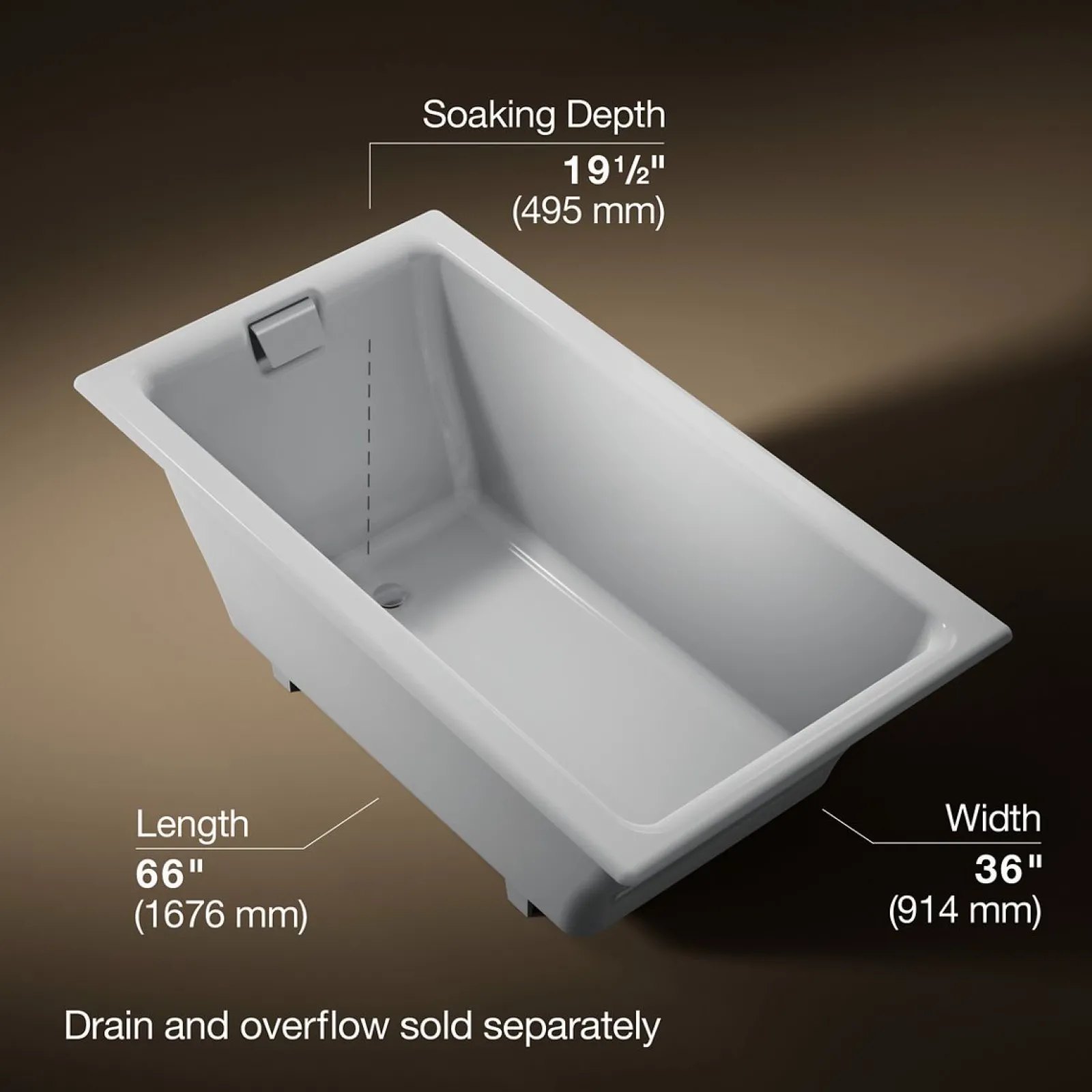 66" x 36" drop-in/undermount bath^Kohler