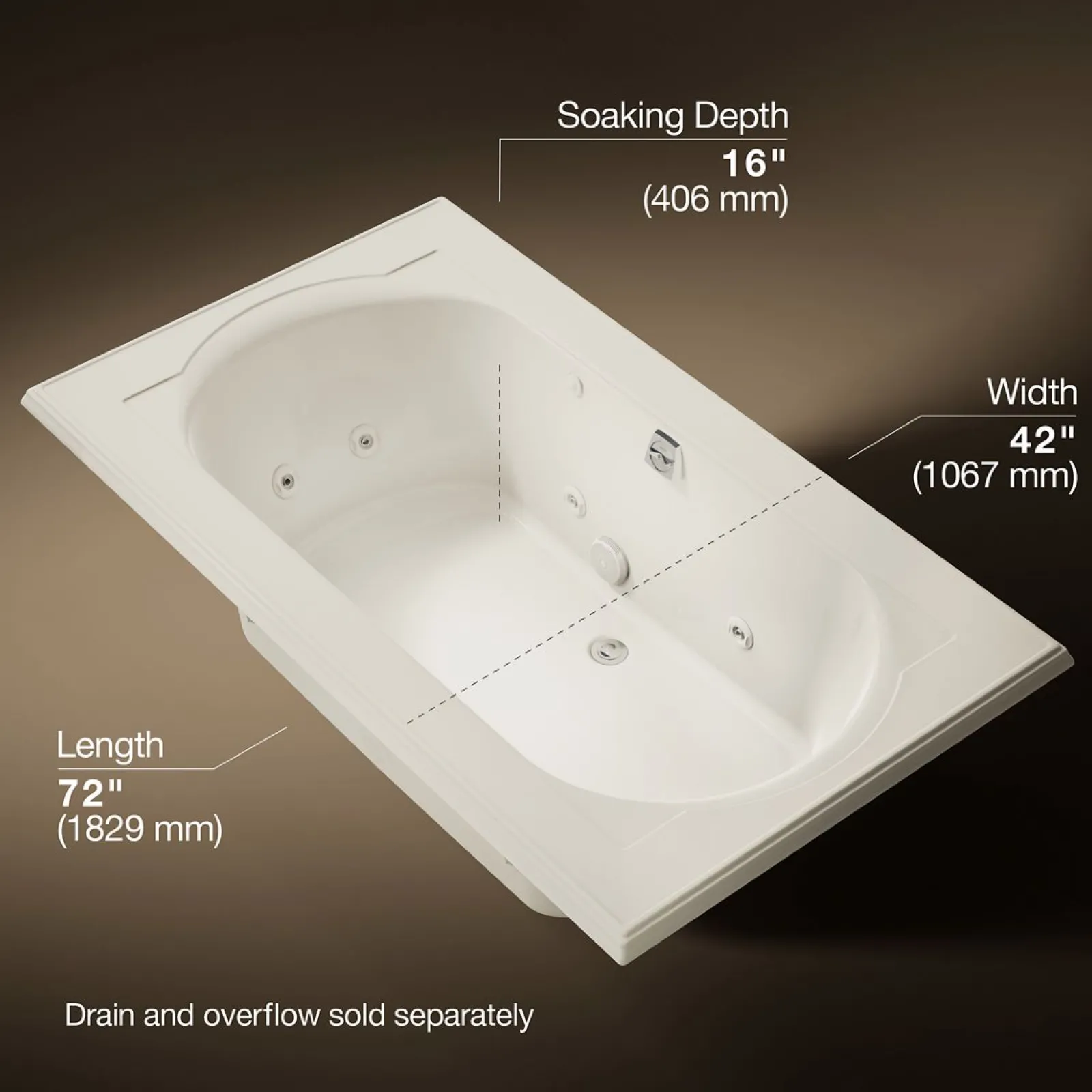 72" x 42" drop-in whirlpool bath^Kohler Best