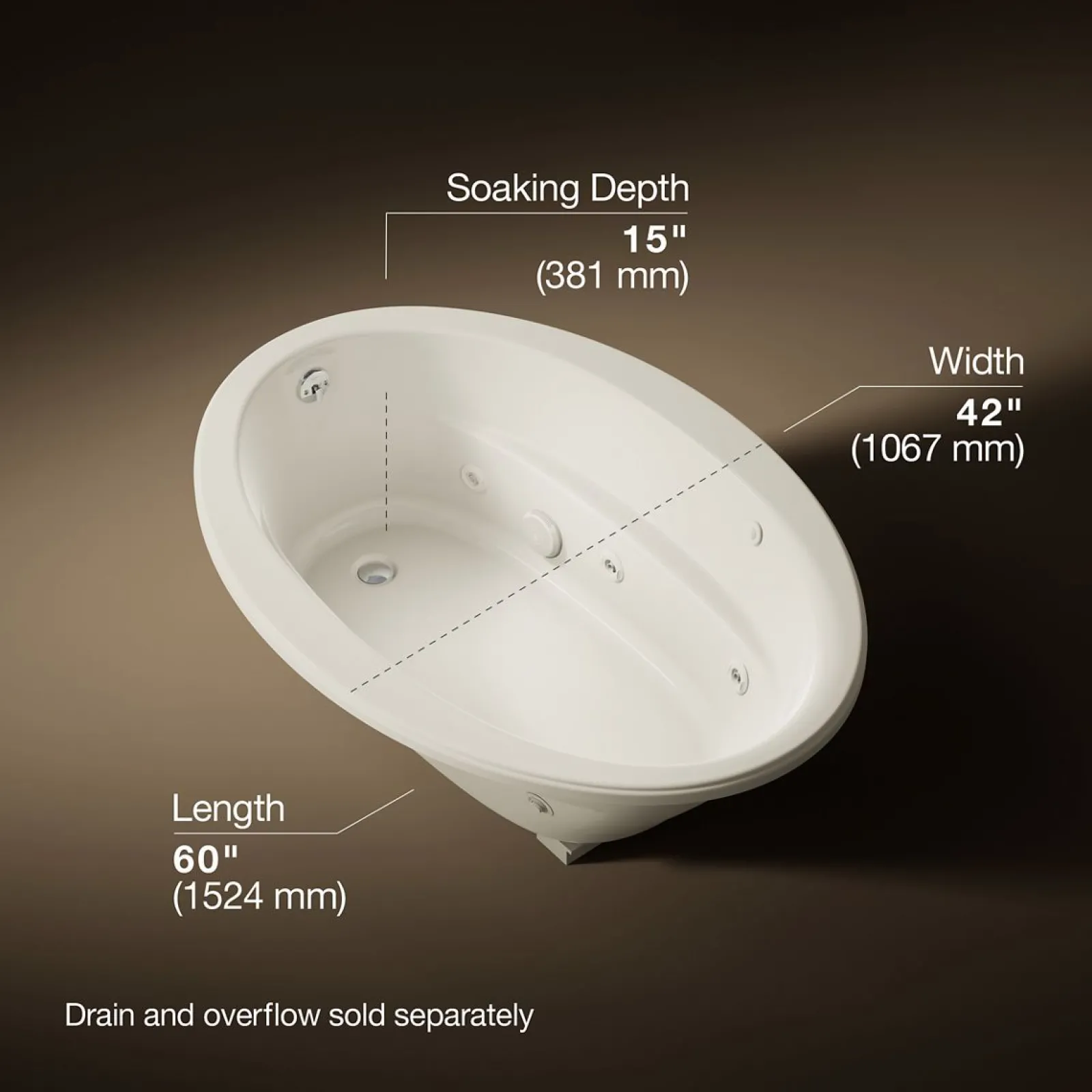 60" x 42" drop-in whirlpool bath^Kohler New