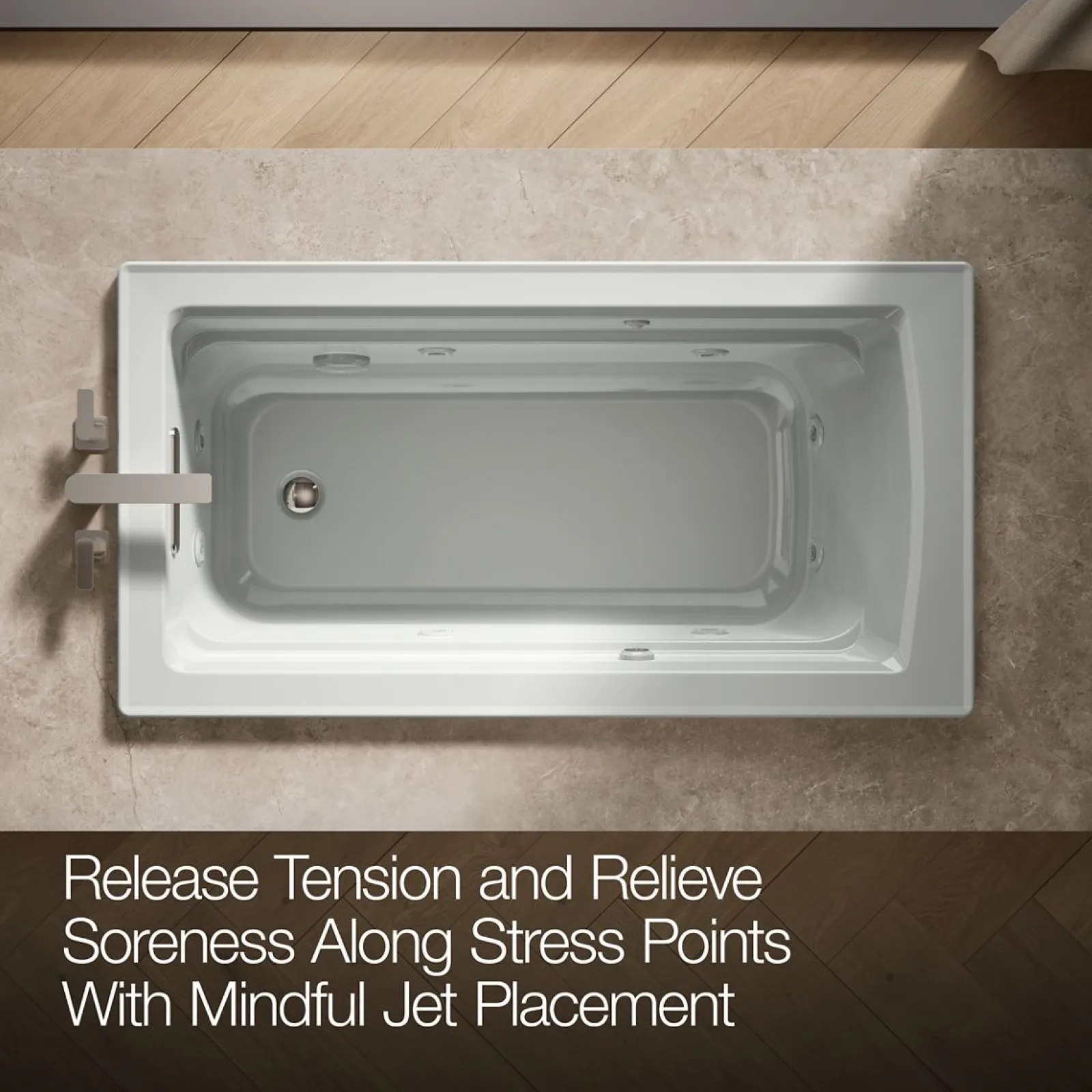 60" x 32" drop-in whirlpool bath with and Bask® heated surface^Kohler Best
