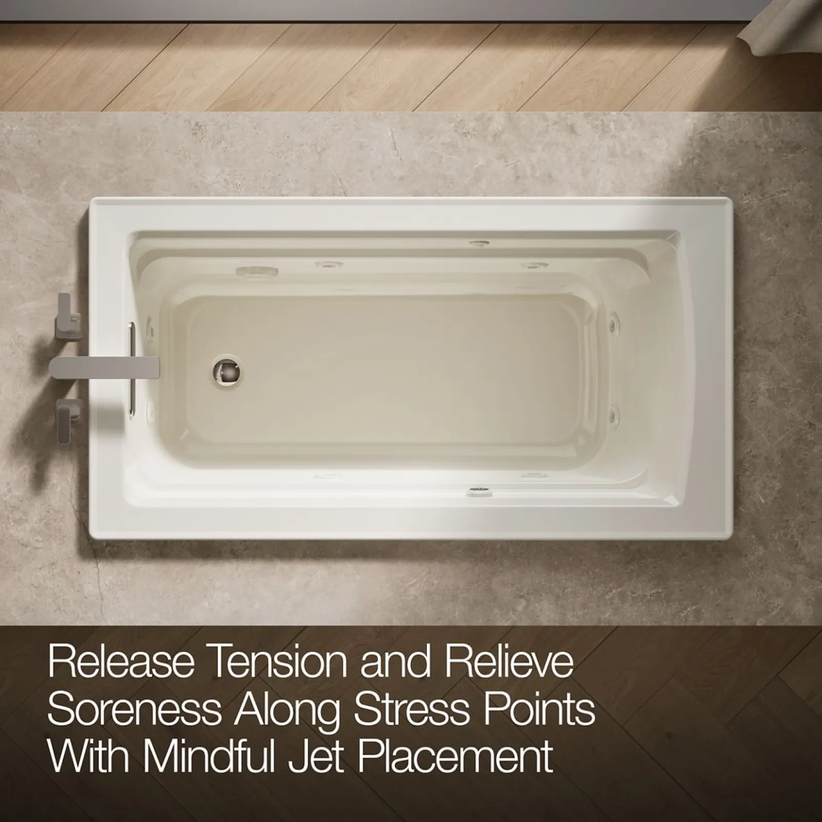 60" x 32" drop-in whirlpool bath with and Bask® heated surface^Kohler Best