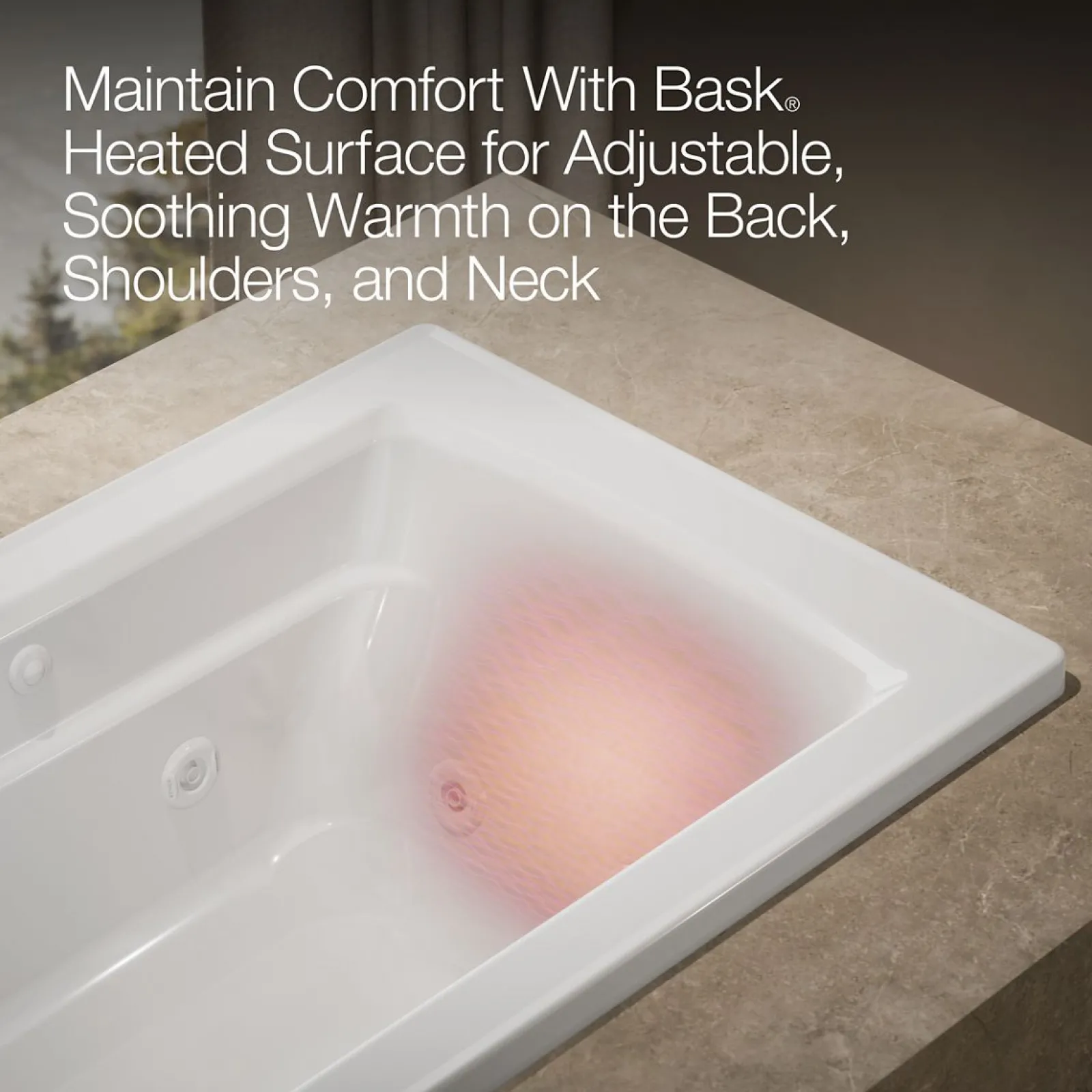 60" x 32" drop-in whirlpool bath with and Bask® heated surface^Kohler Best