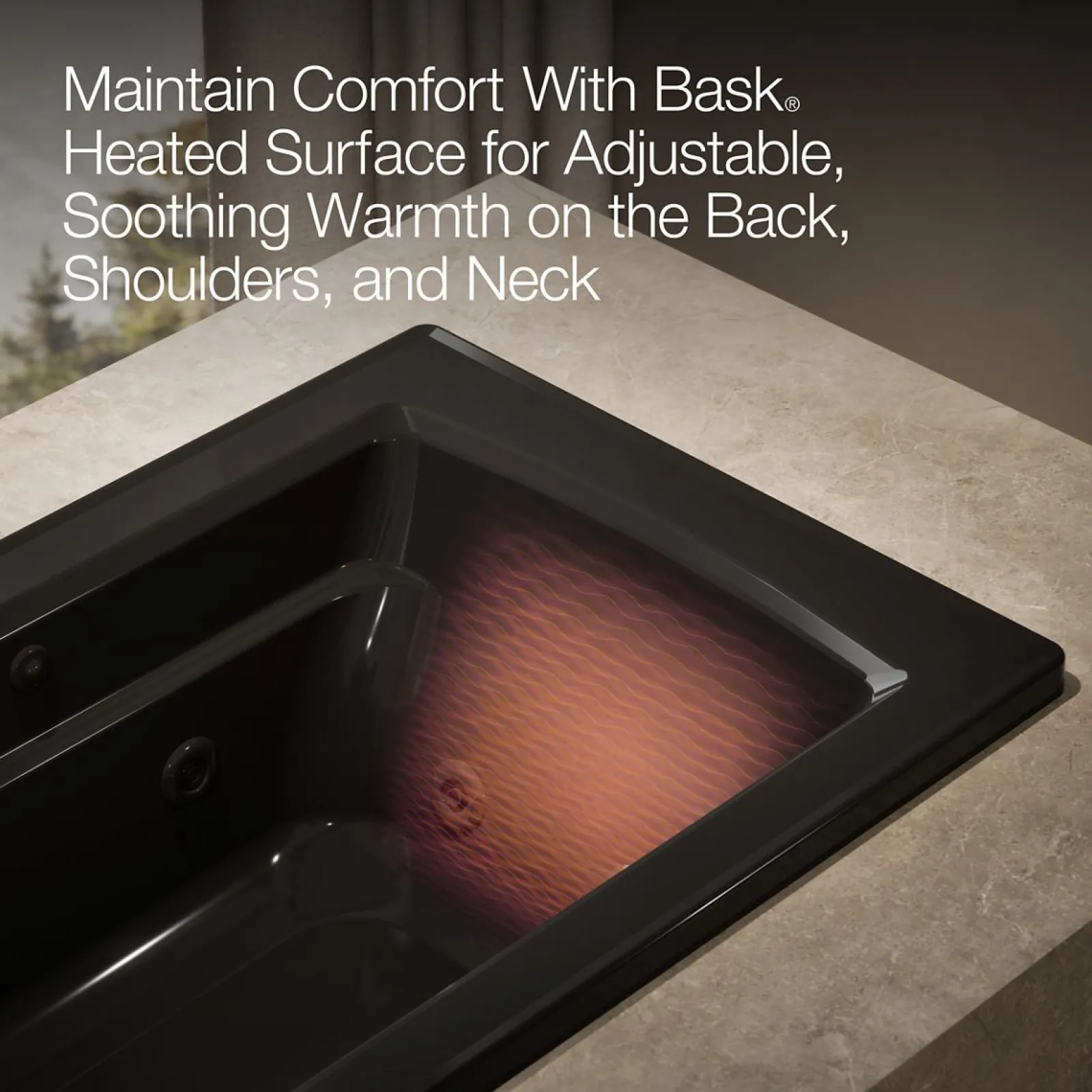 60" x 32" drop-in whirlpool bath with and Bask® heated surface^Kohler Best