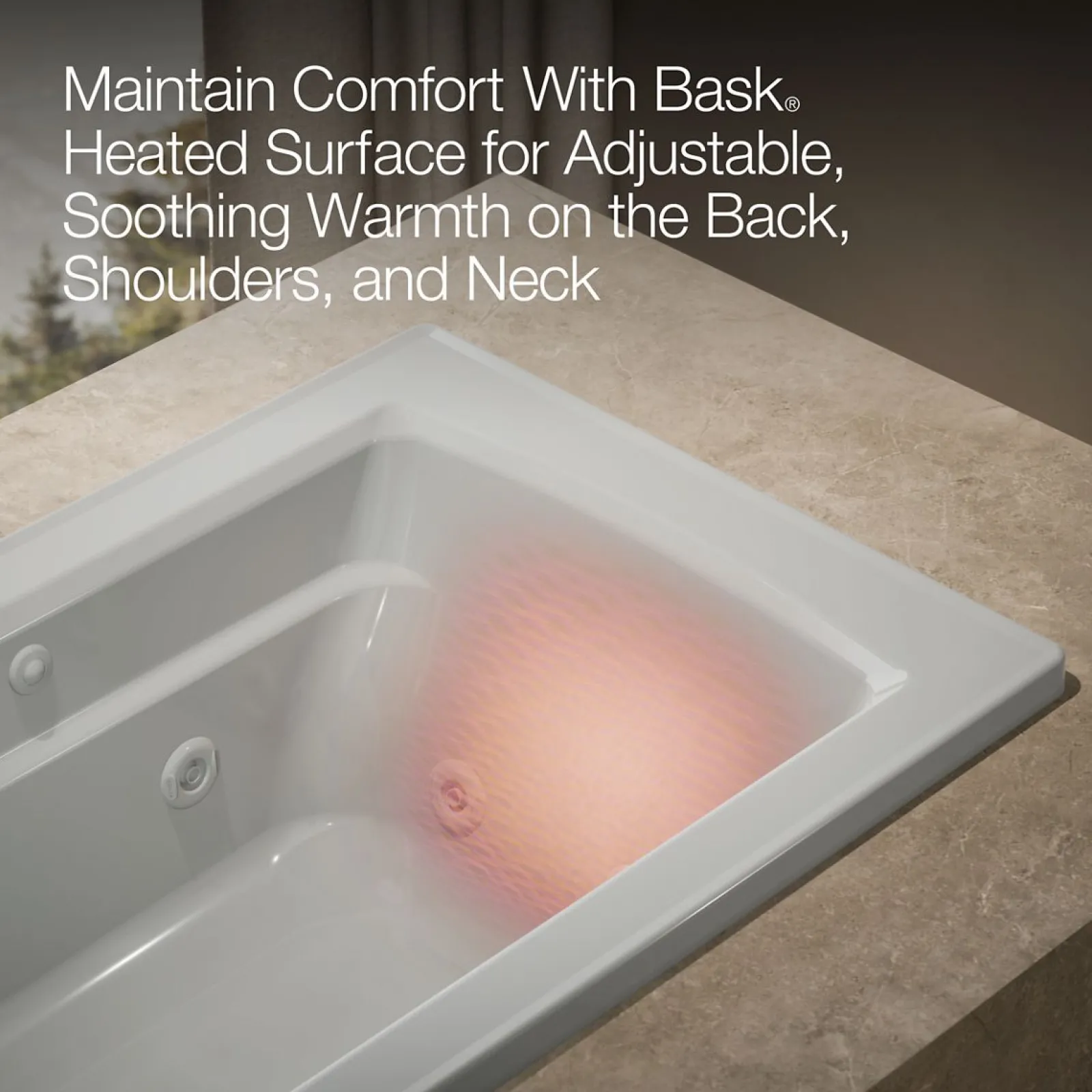 60" x 32" drop-in whirlpool bath with and Bask® heated surface^Kohler Best