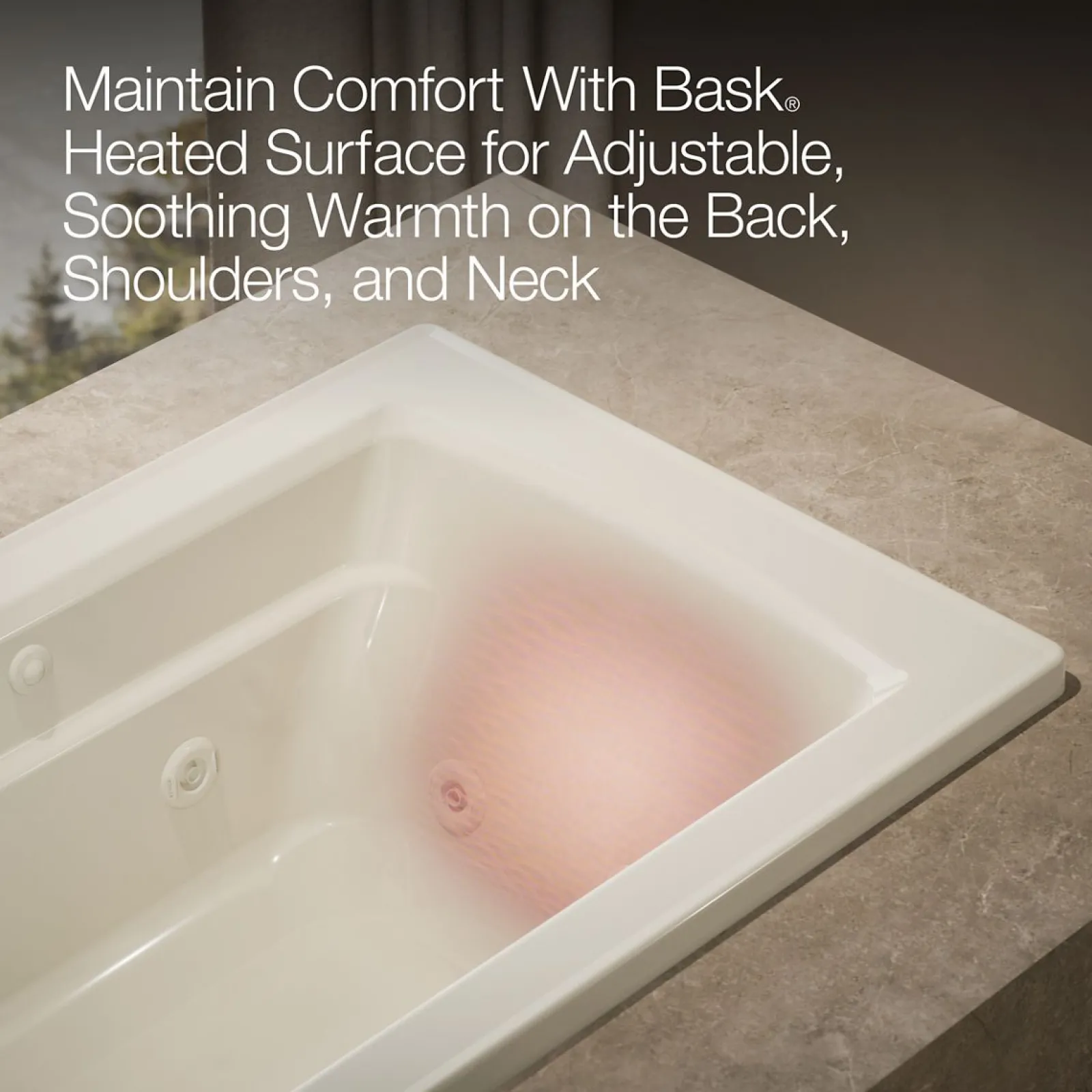 60" x 32" drop-in whirlpool bath with and Bask® heated surface^Kohler Best