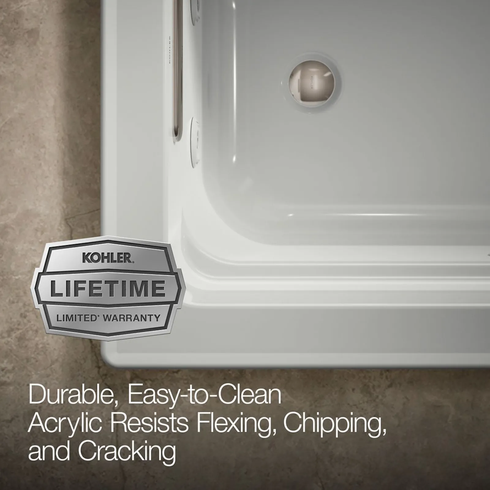 60" x 32" drop-in whirlpool bath with and Bask® heated surface^Kohler Best