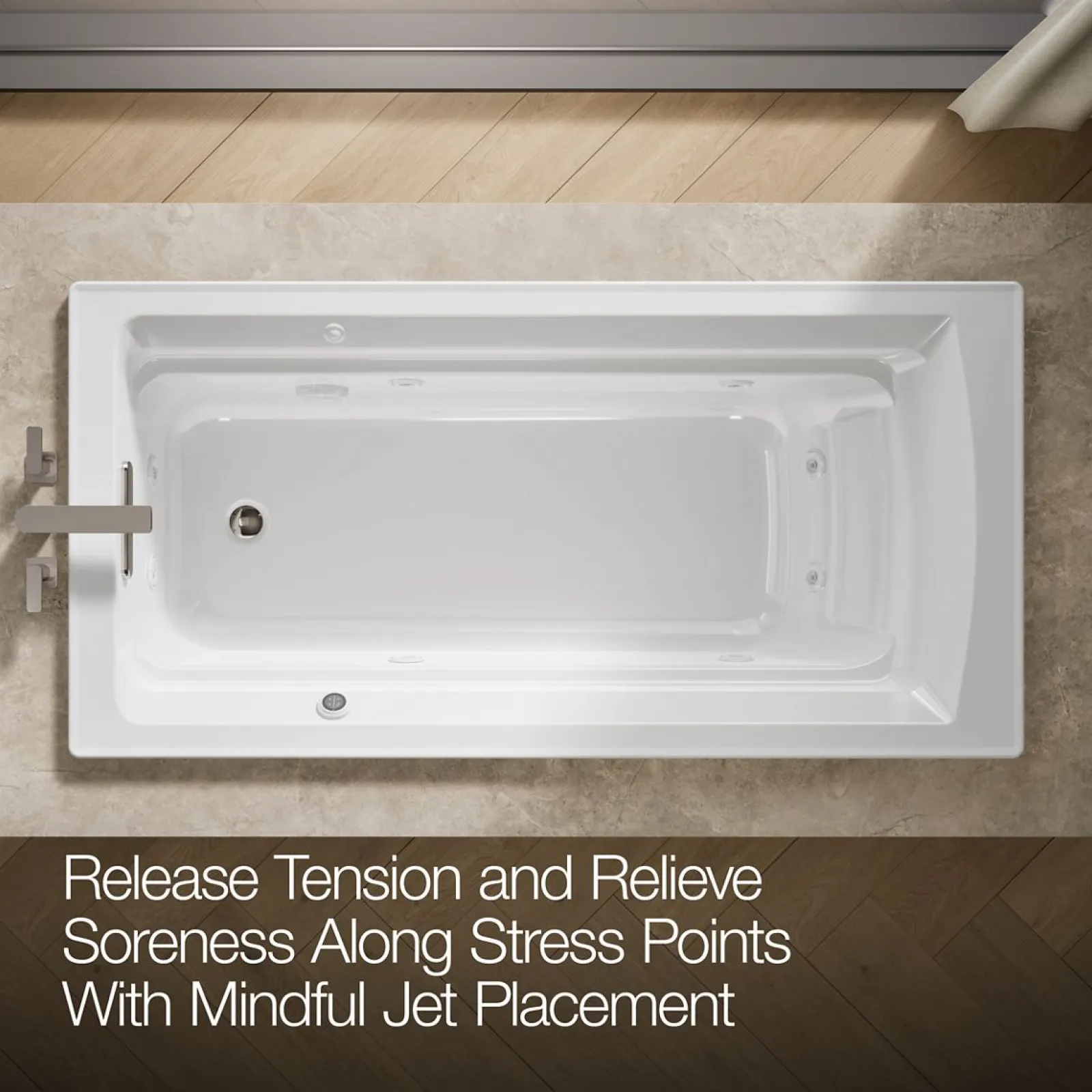 72" x 36" drop-in whirlpool bath with Bask® heated surface^Kohler Best