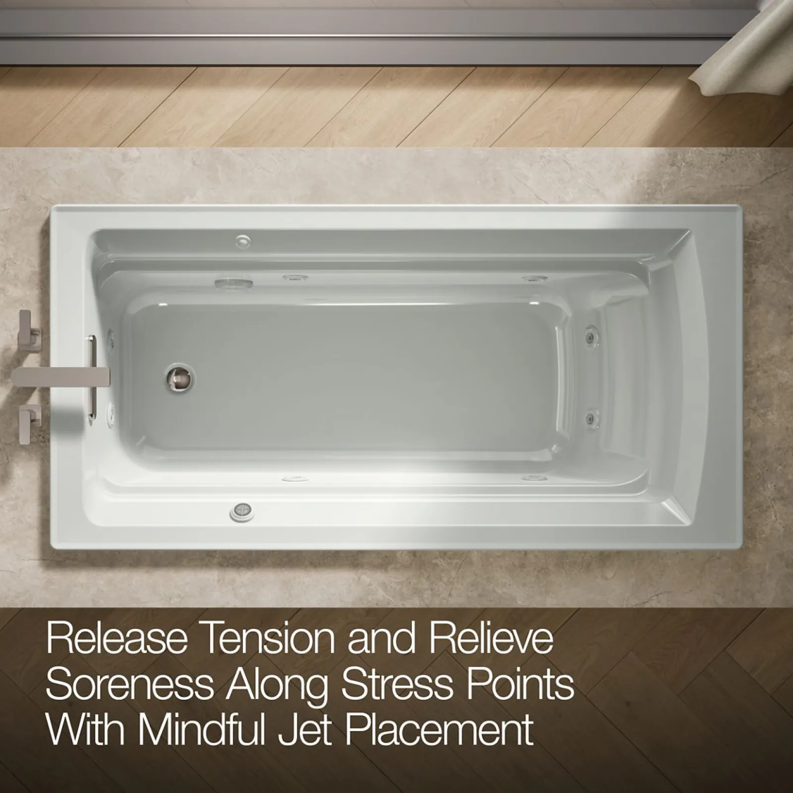 72" x 36" drop-in whirlpool bath with Bask® heated surface^Kohler Best
