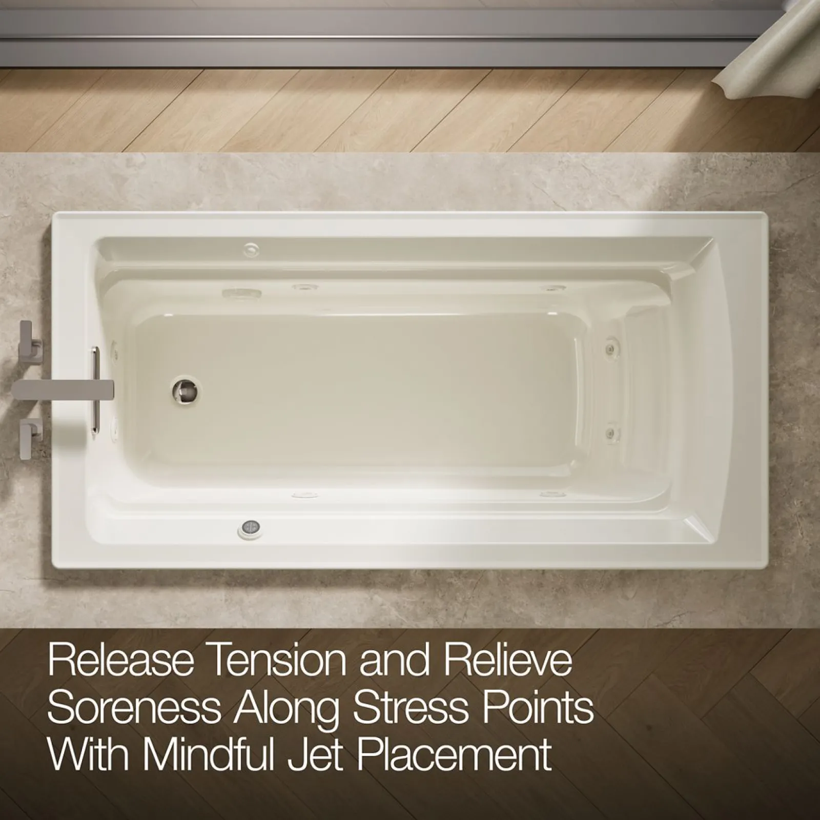 72" x 36" drop-in whirlpool bath with Bask® heated surface^Kohler Best