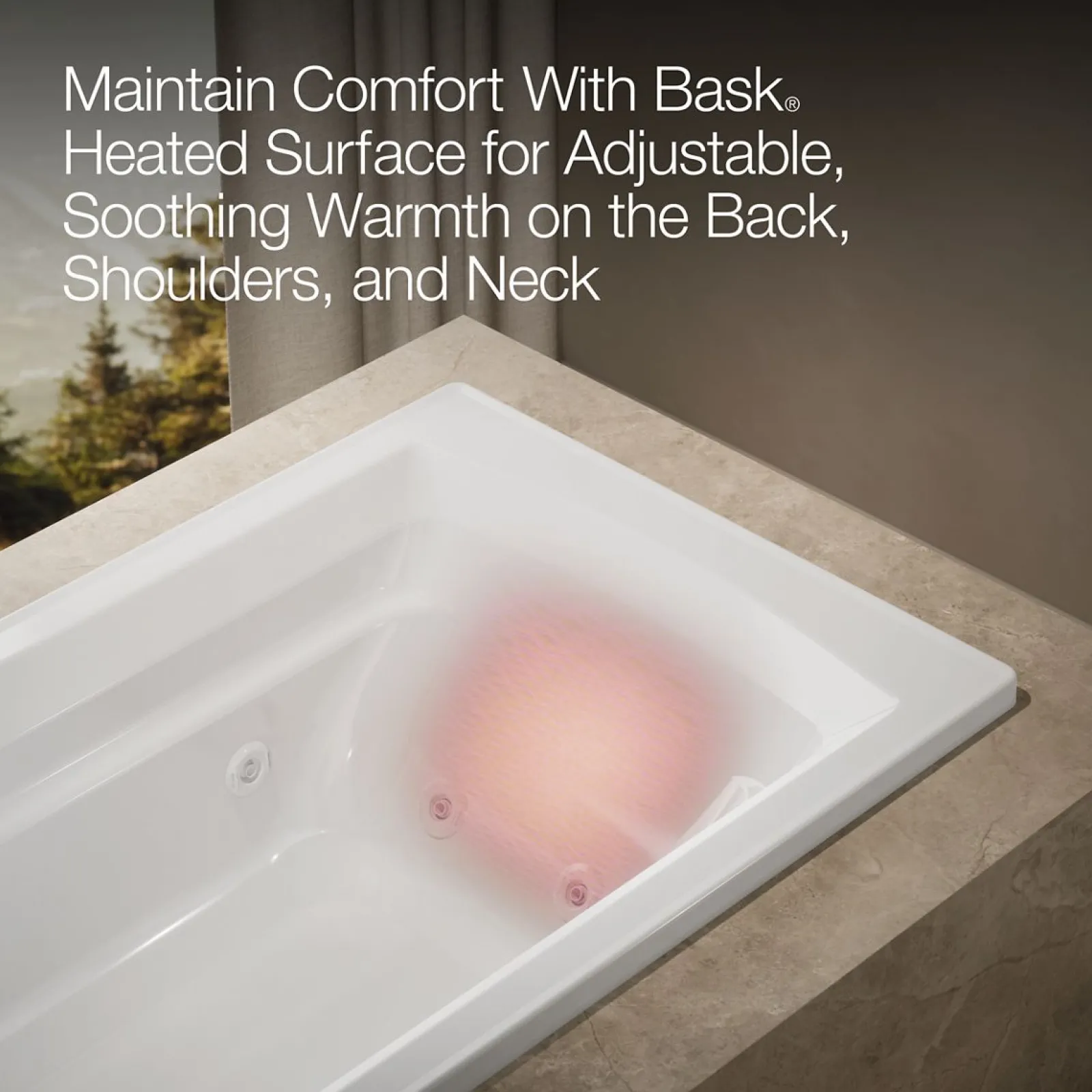 72" x 36" drop-in whirlpool bath with Bask® heated surface^Kohler Best