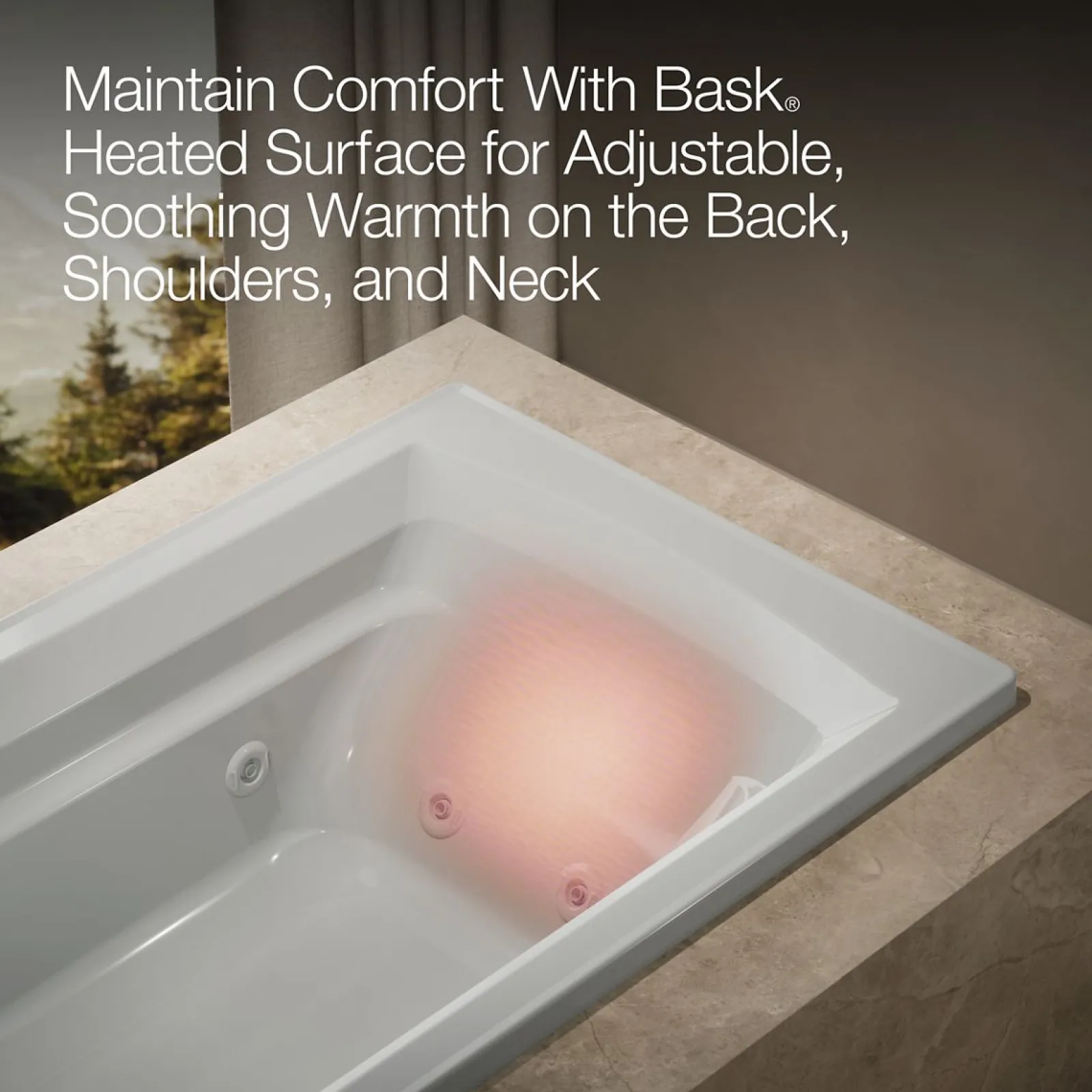 72" x 36" drop-in whirlpool bath with Bask® heated surface^Kohler Best