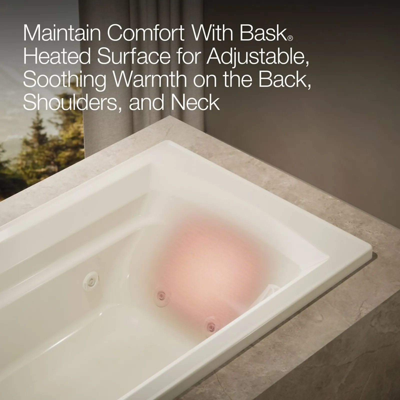 72" x 36" drop-in whirlpool bath with Bask® heated surface^Kohler Best