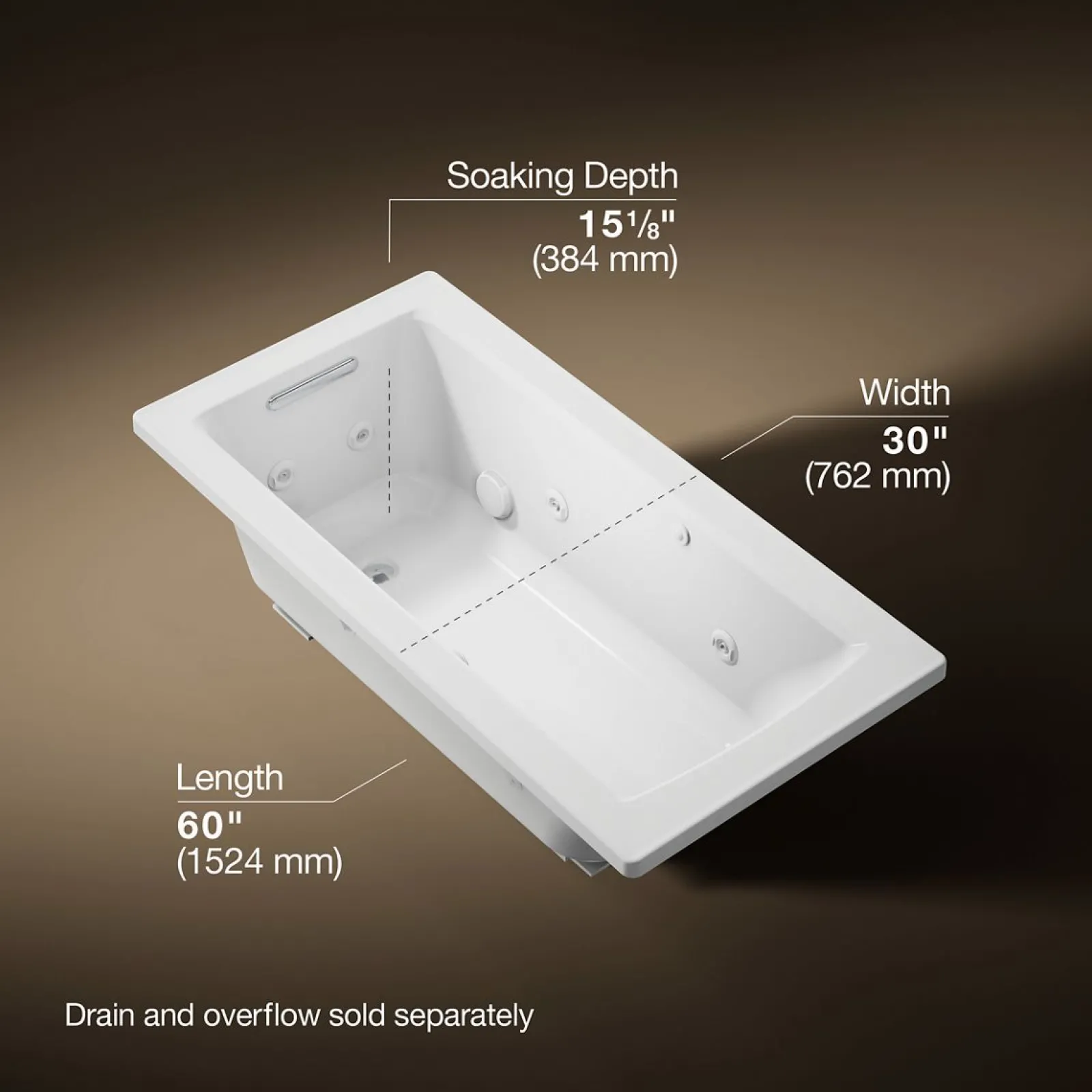 60" x 30" drop-in whirlpool bath with Bask® heated surface^Kohler Sale