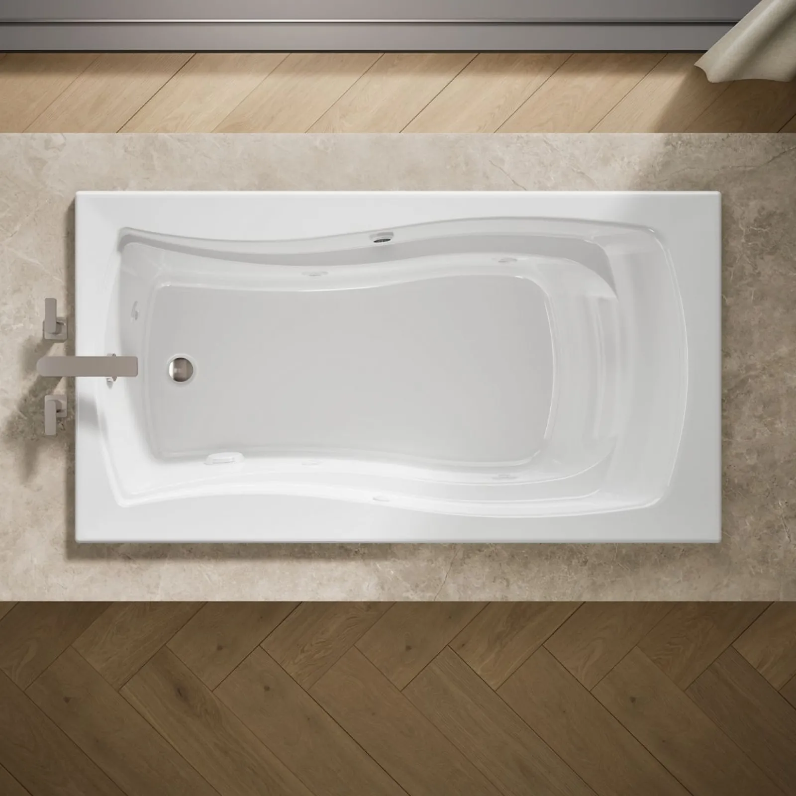 66" x 35-7/8" drop-in whirlpool bath with Bask® heated surface and end drain^Kohler Best