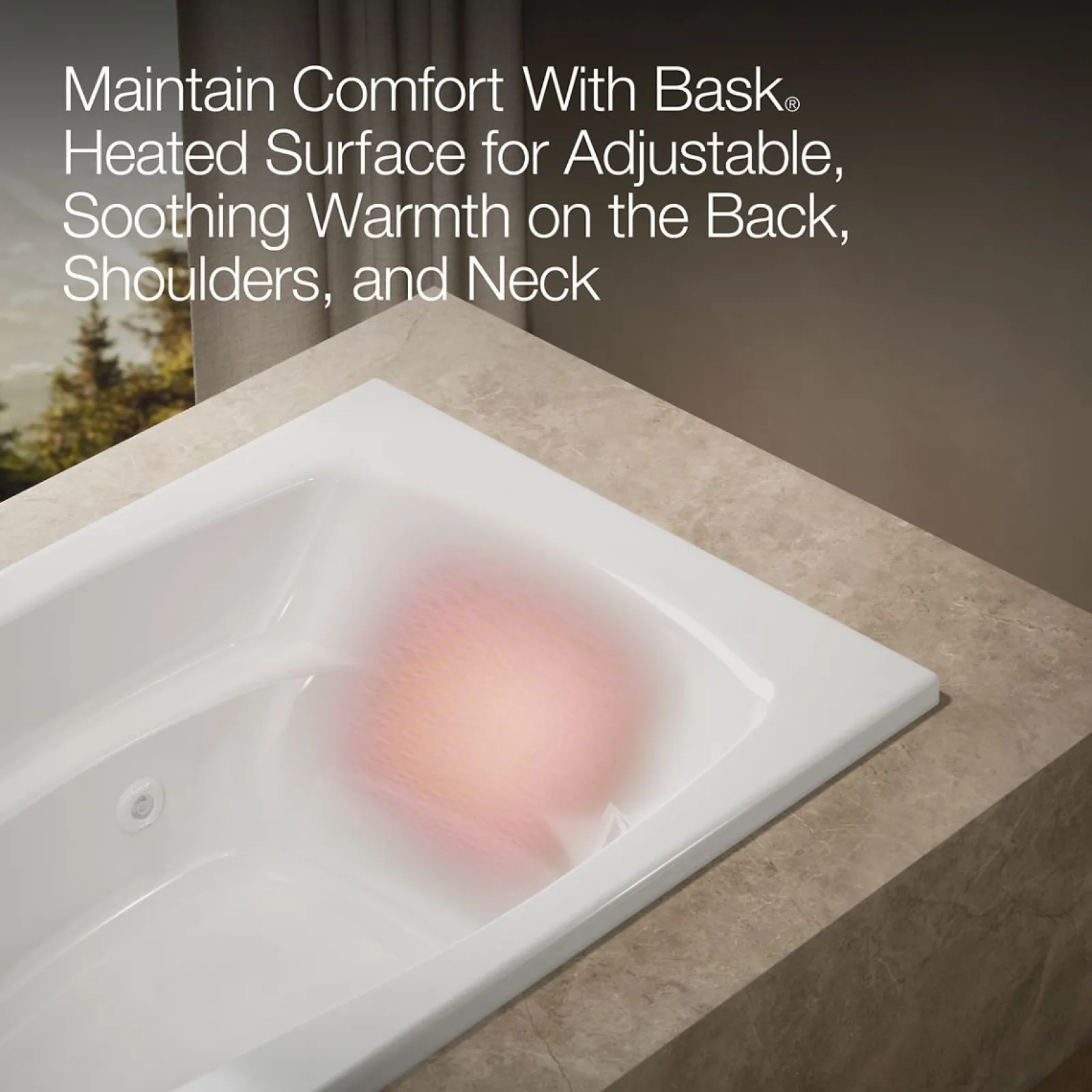 66" x 35-7/8" drop-in whirlpool bath with Bask® heated surface and end drain^Kohler Best