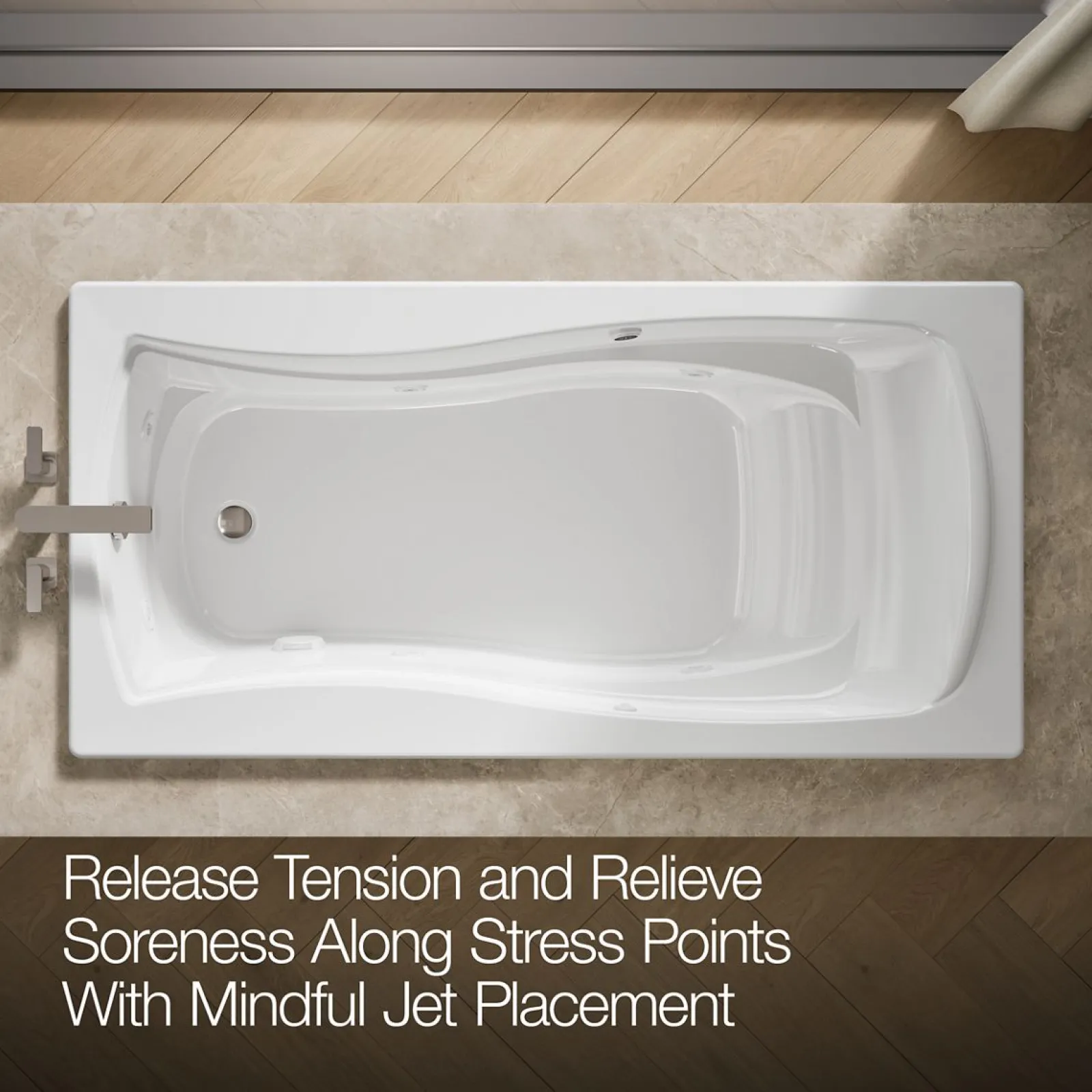 72" x 36" drop-in whirlpool bath with Bask® heated surface^Kohler New