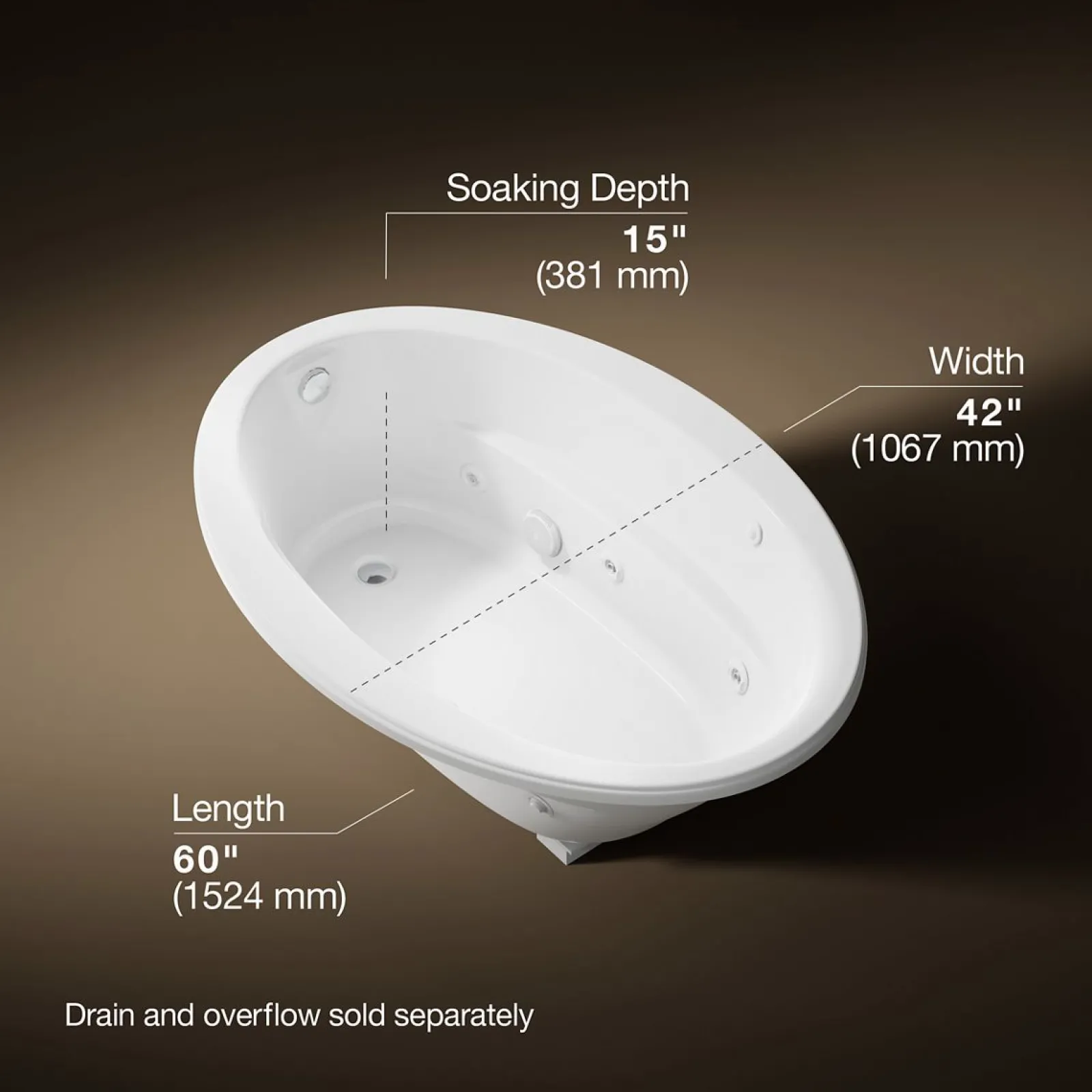 60" x 42" drop-in whirlpool bath with Bask® heated surface^Kohler Discount