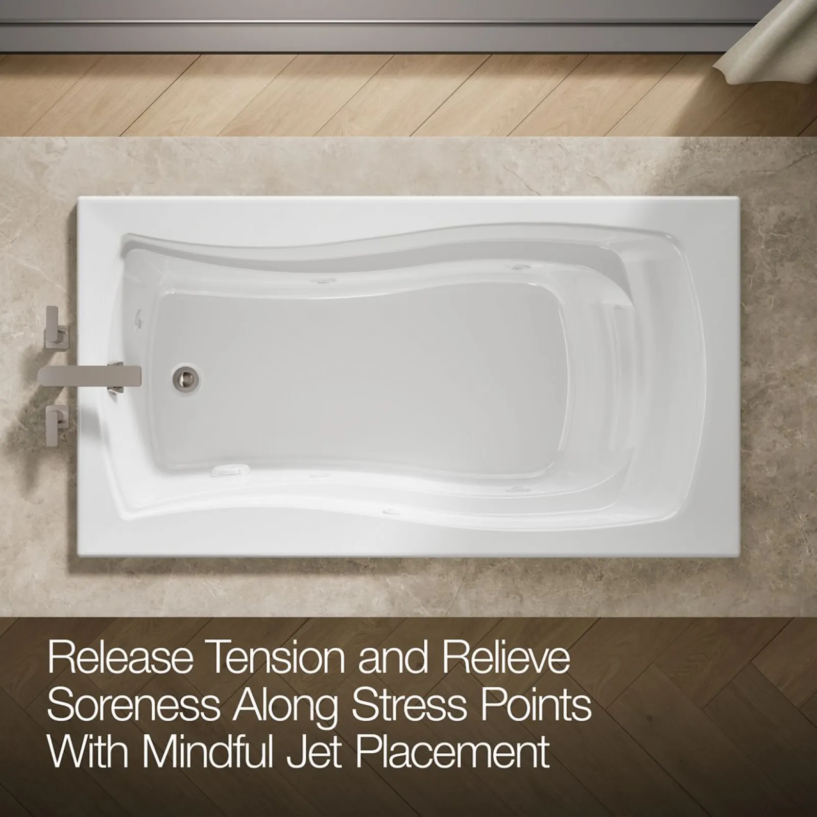 66" x 35-7/8" drop-in whirlpool bath with end drain and heater^Kohler Clearance