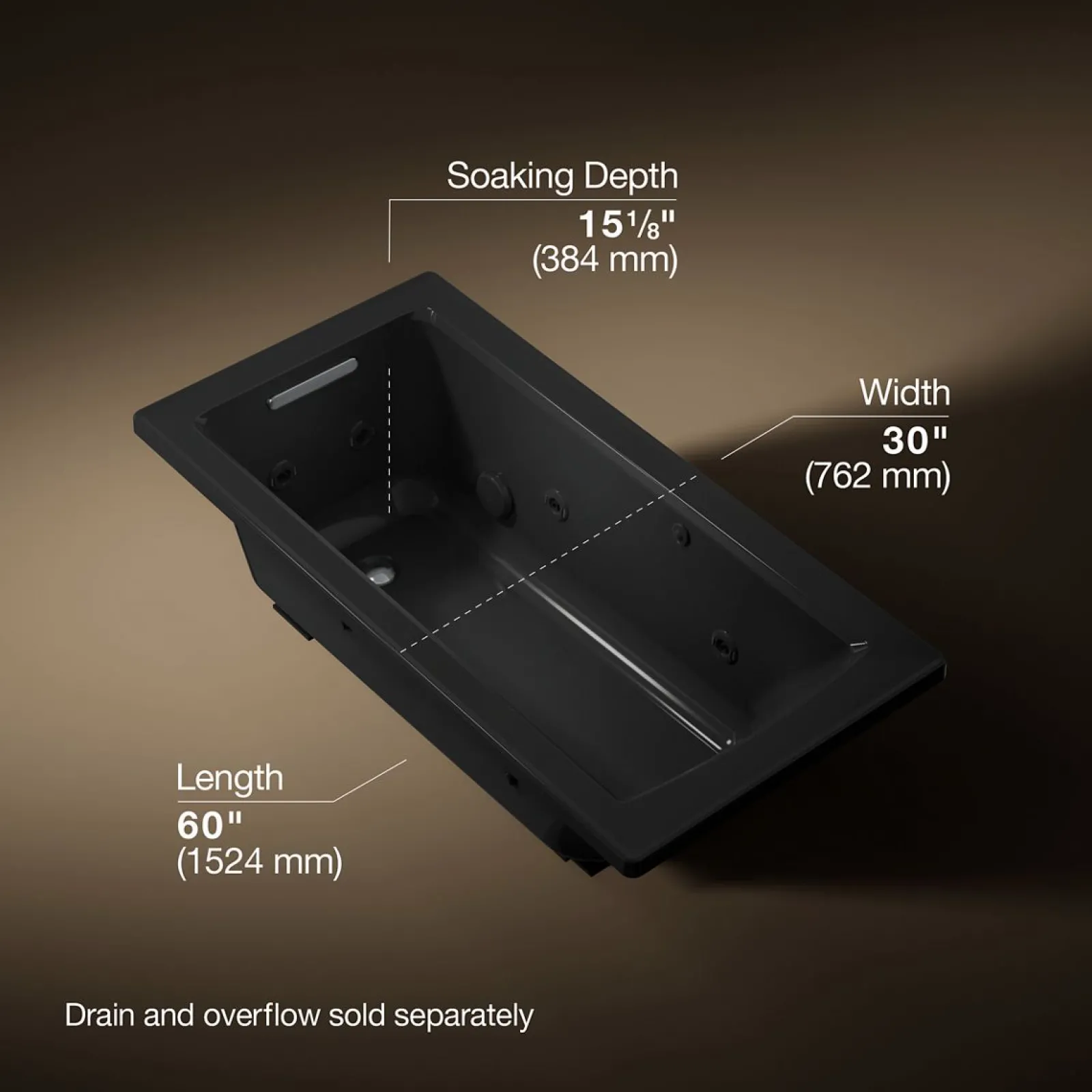 60" x 30" drop-in whirlpool bath with heat and Comfort Depth® design^Kohler Clearance