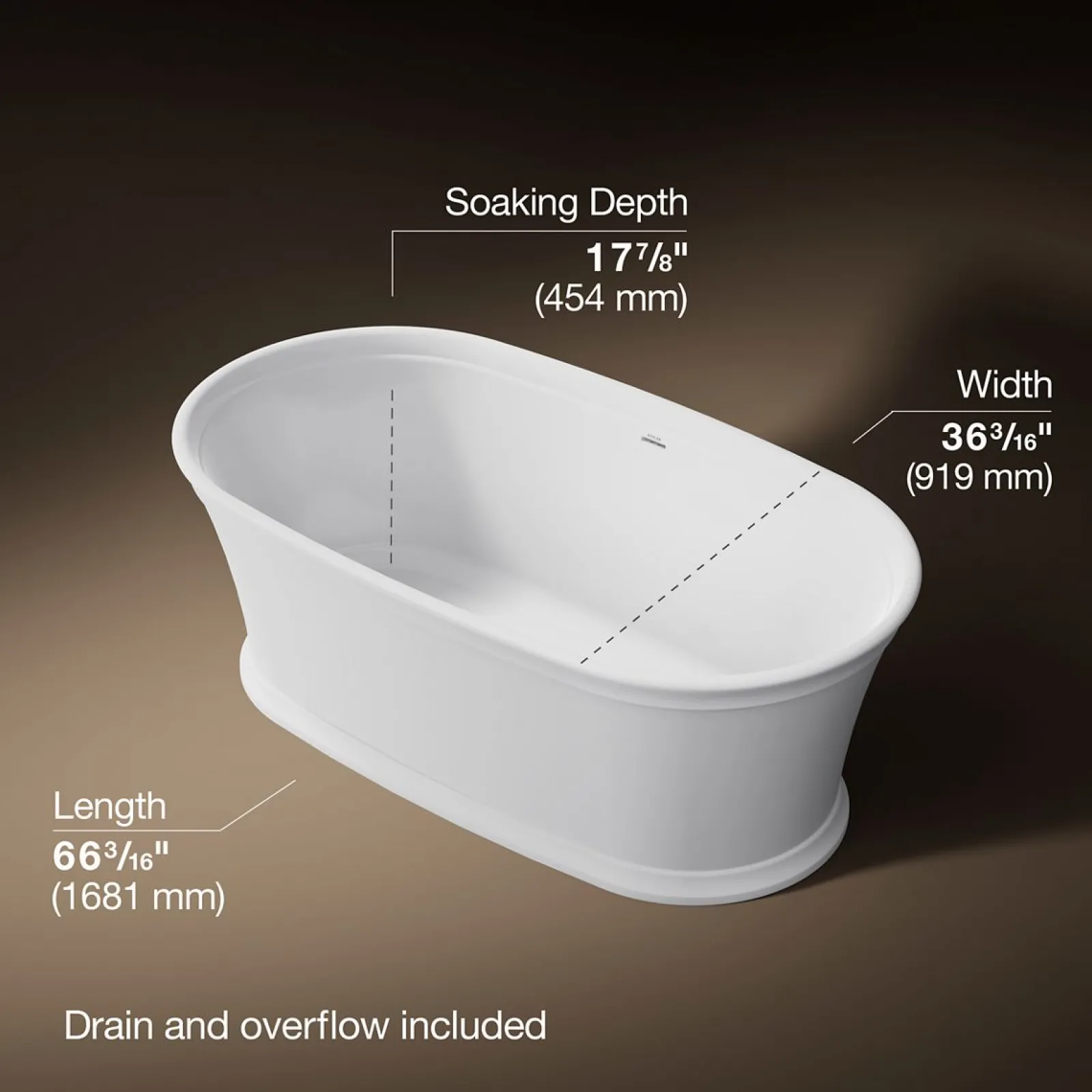 66-1/4" x 36-1/2" freestanding bath^Kohler Clearance
