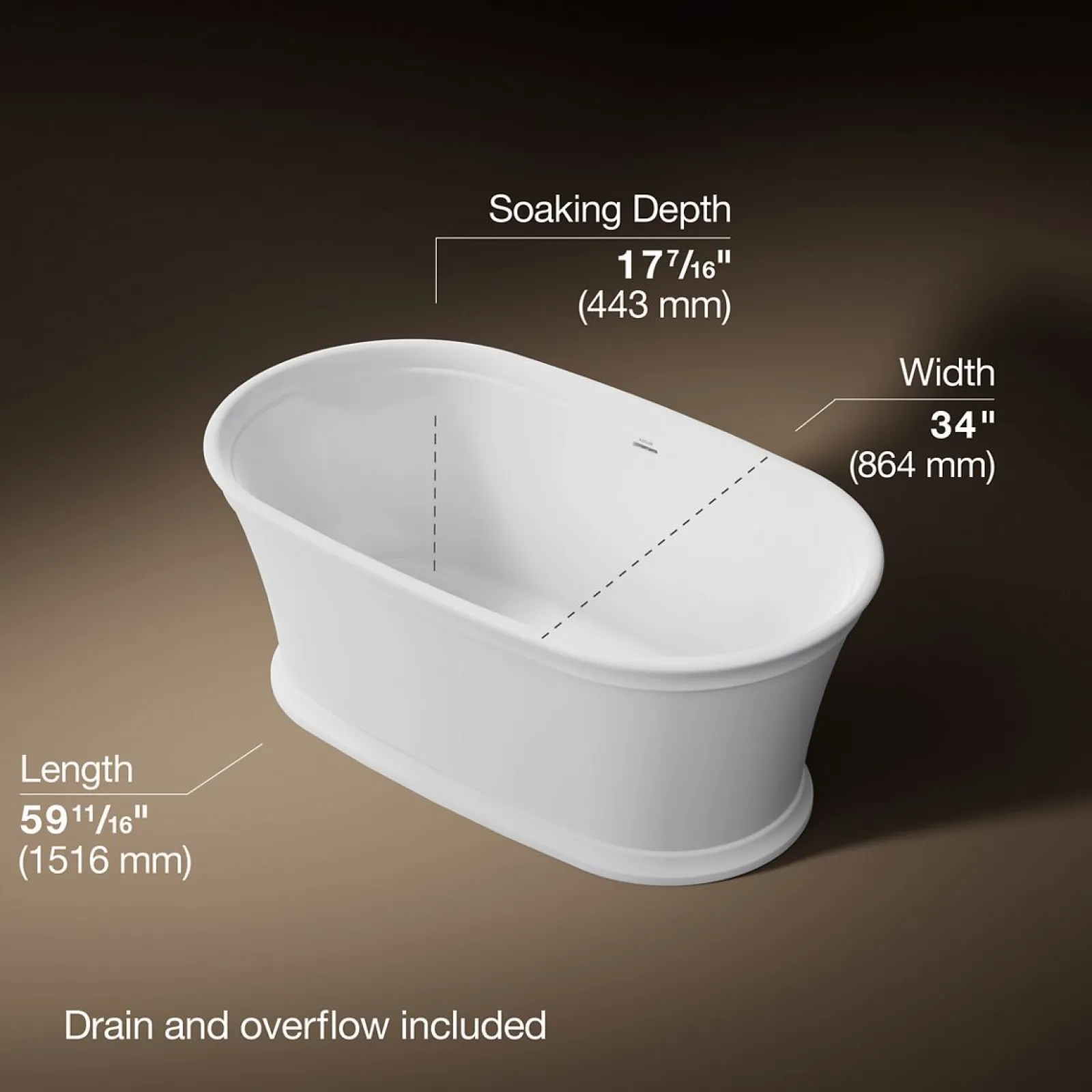 60" x 34" freestanding bath^Kohler Clearance
