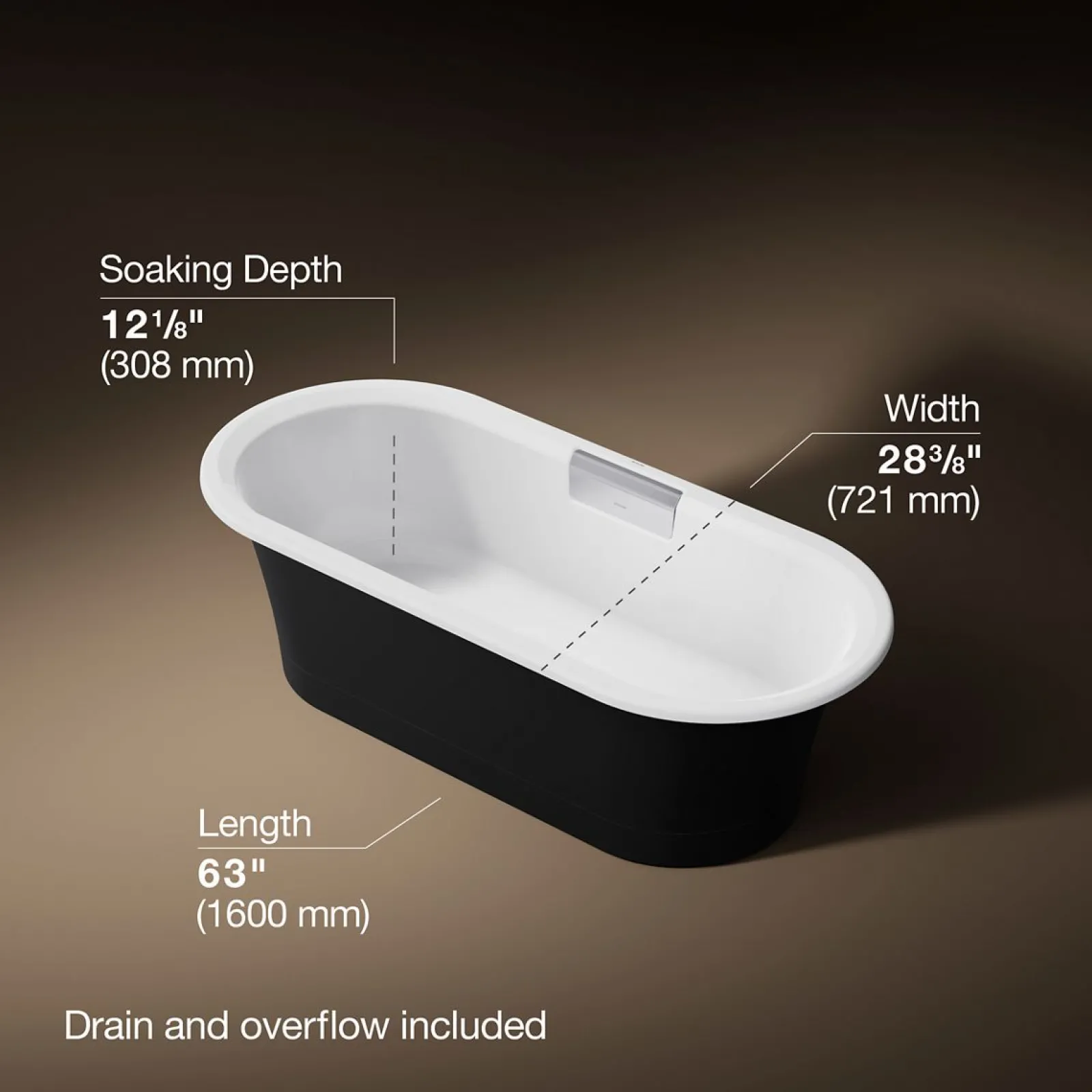 63" x 28-3/8" freestanding bath with base^Kohler Hot