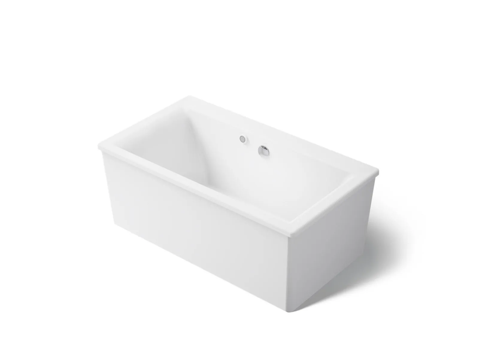 60" x 34" freestanding bath with Bask® heated surface and straight shroud^Kohler