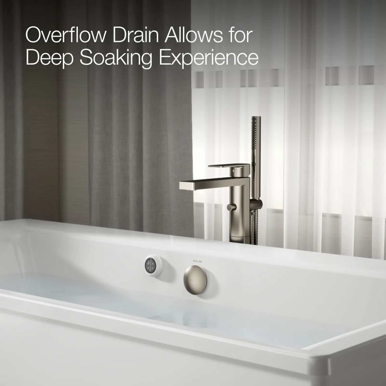72" x 36" freestanding bath with Bask® heated surface and straight shroud^Kohler Best