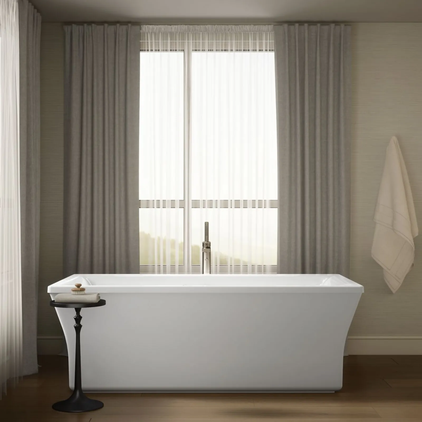 72" x 36-1/4" freestanding bath with Bask® heated surface and fluted shroud^Kohler Best
