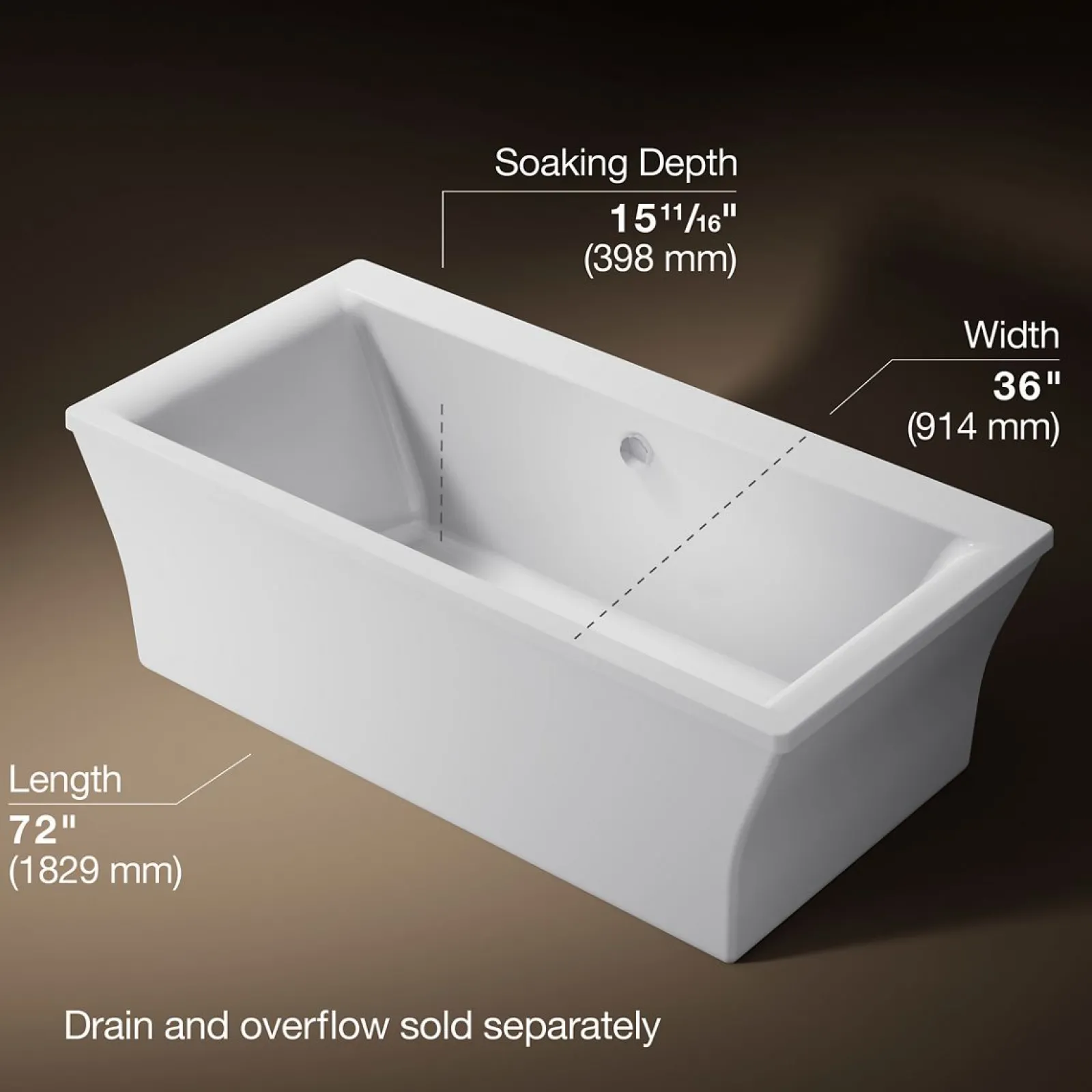 72" x 36" freestanding bath with fluted shroud^Kohler