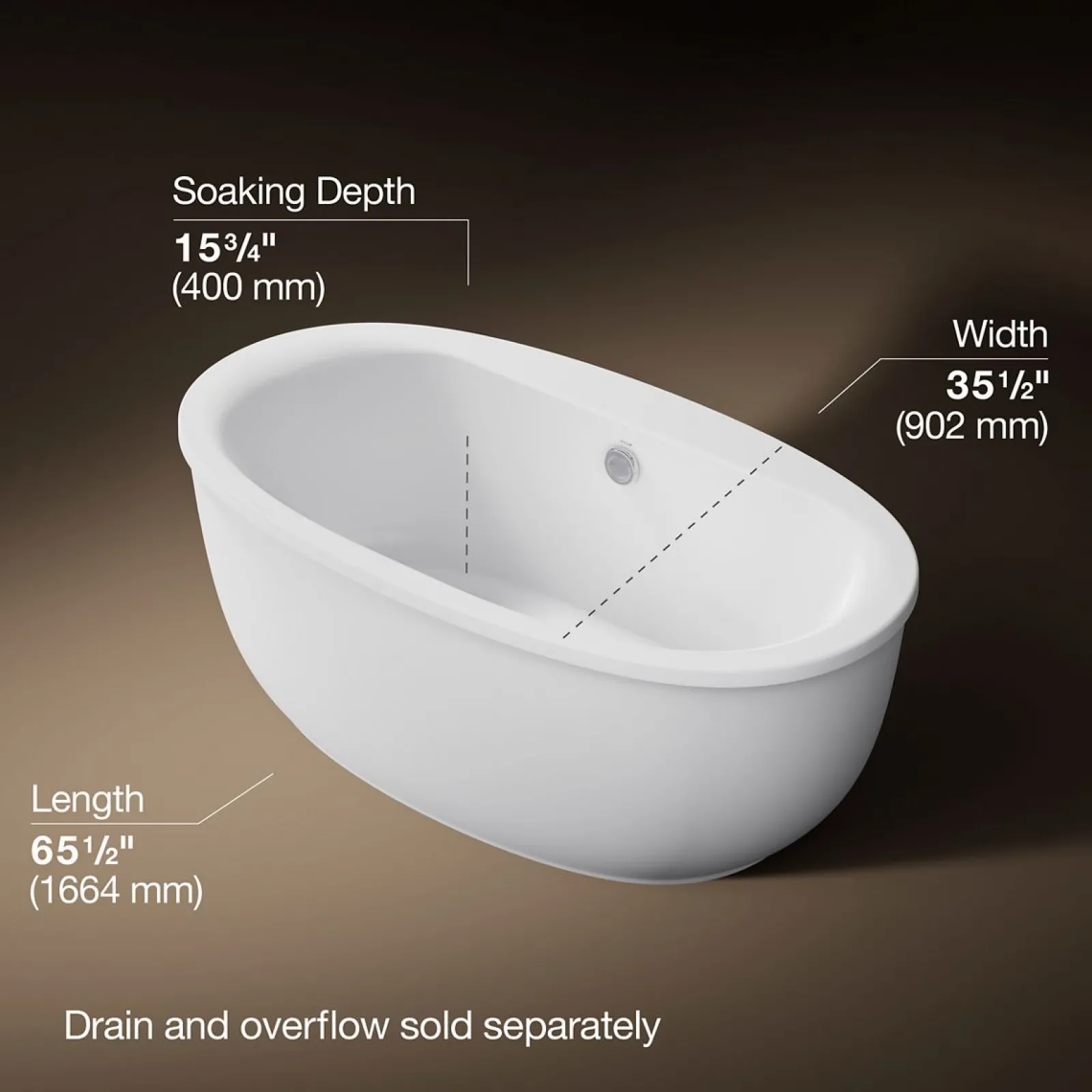 65-1/2" x 35-1/2" freestanding bath with fluted shroud^Kohler Sale