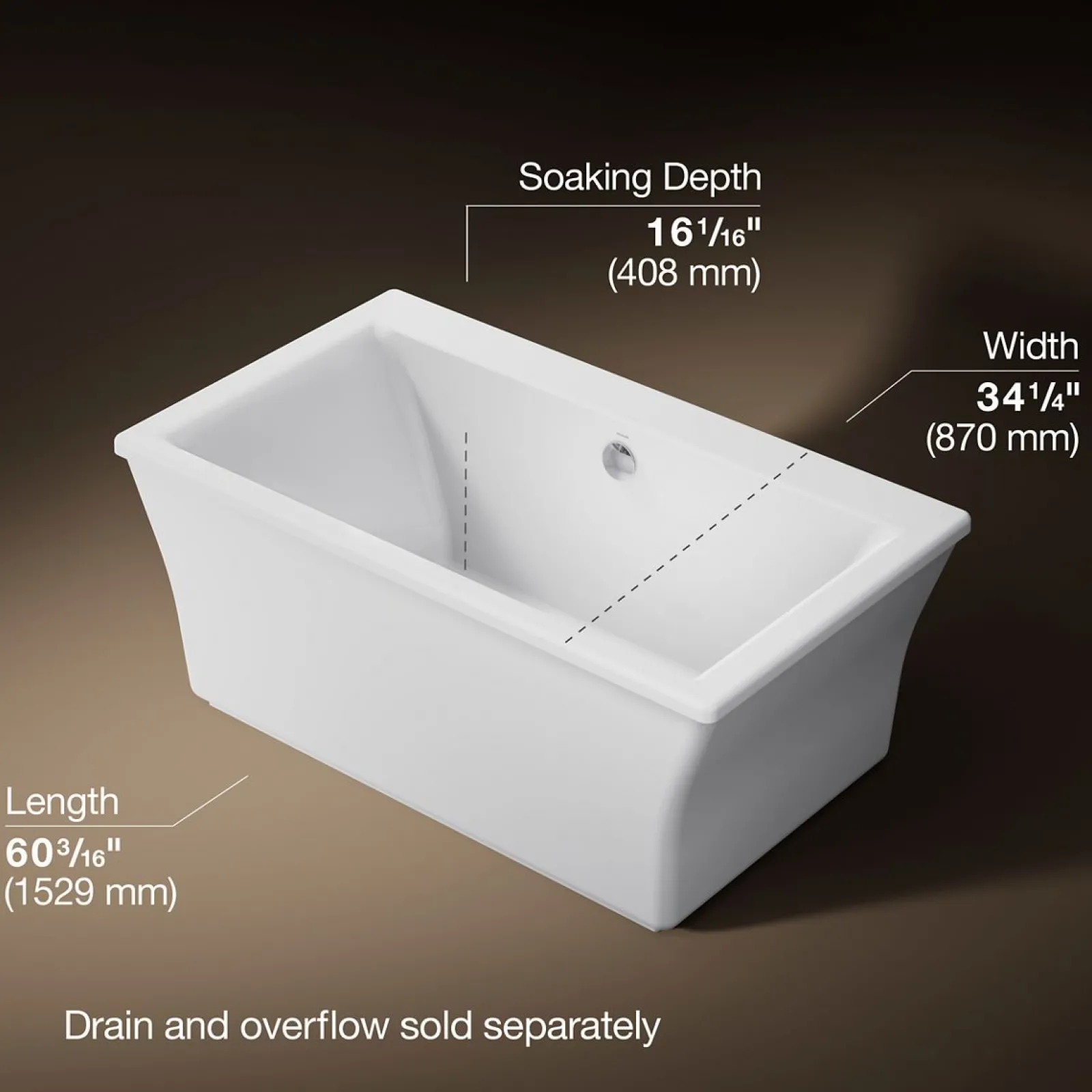 60-3/16" x 34-1/4" freestanding bath with fluted shroud^Kohler Discount