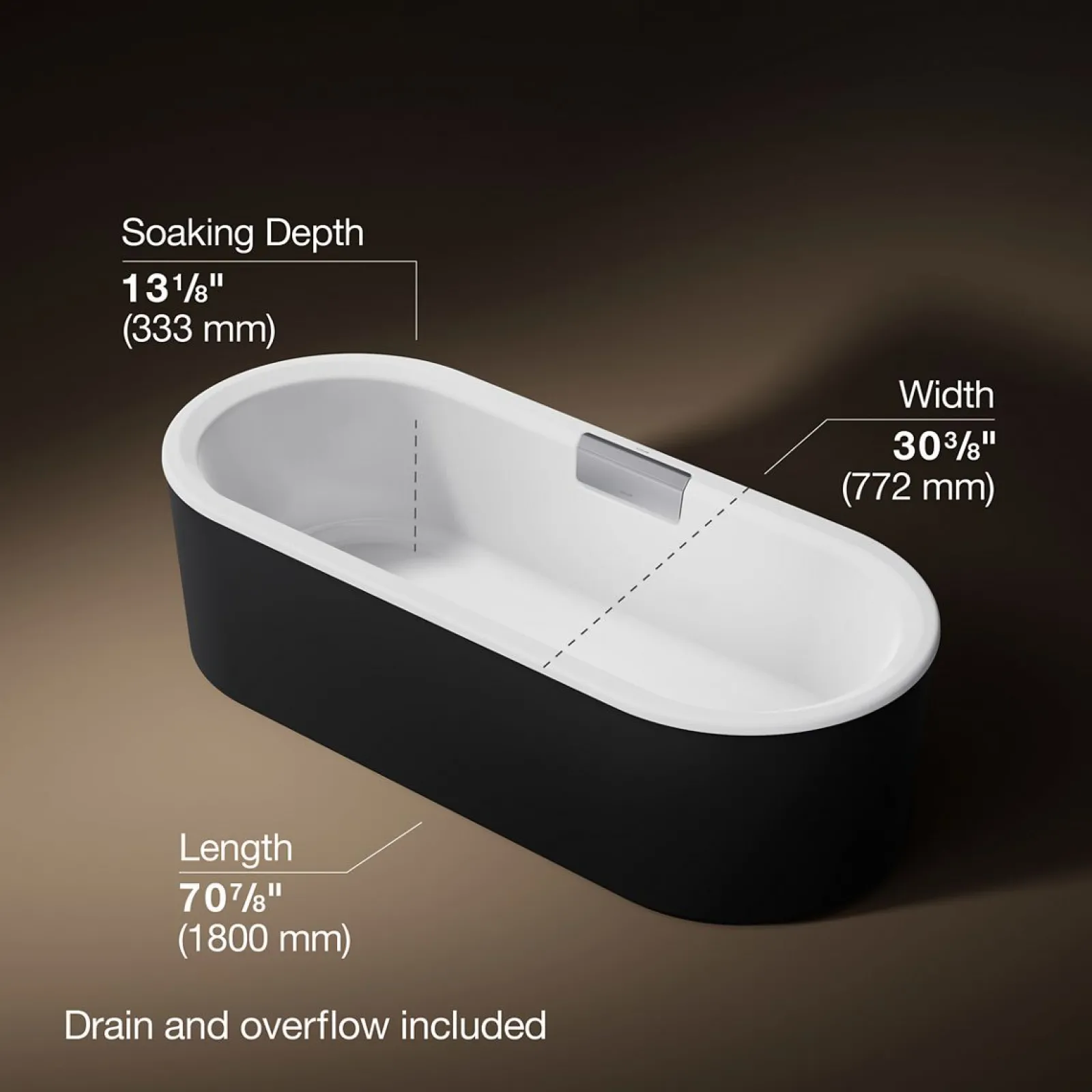 70-7/8" x 30-3/8" freestanding bath with shroud^Kohler Hot
