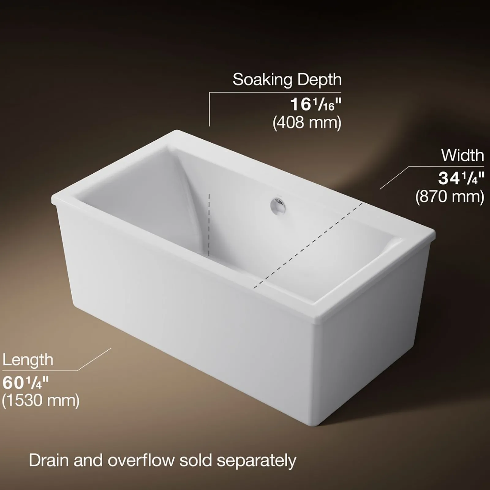 60" x 34" freestanding bath with straight shroud^Kohler Sale