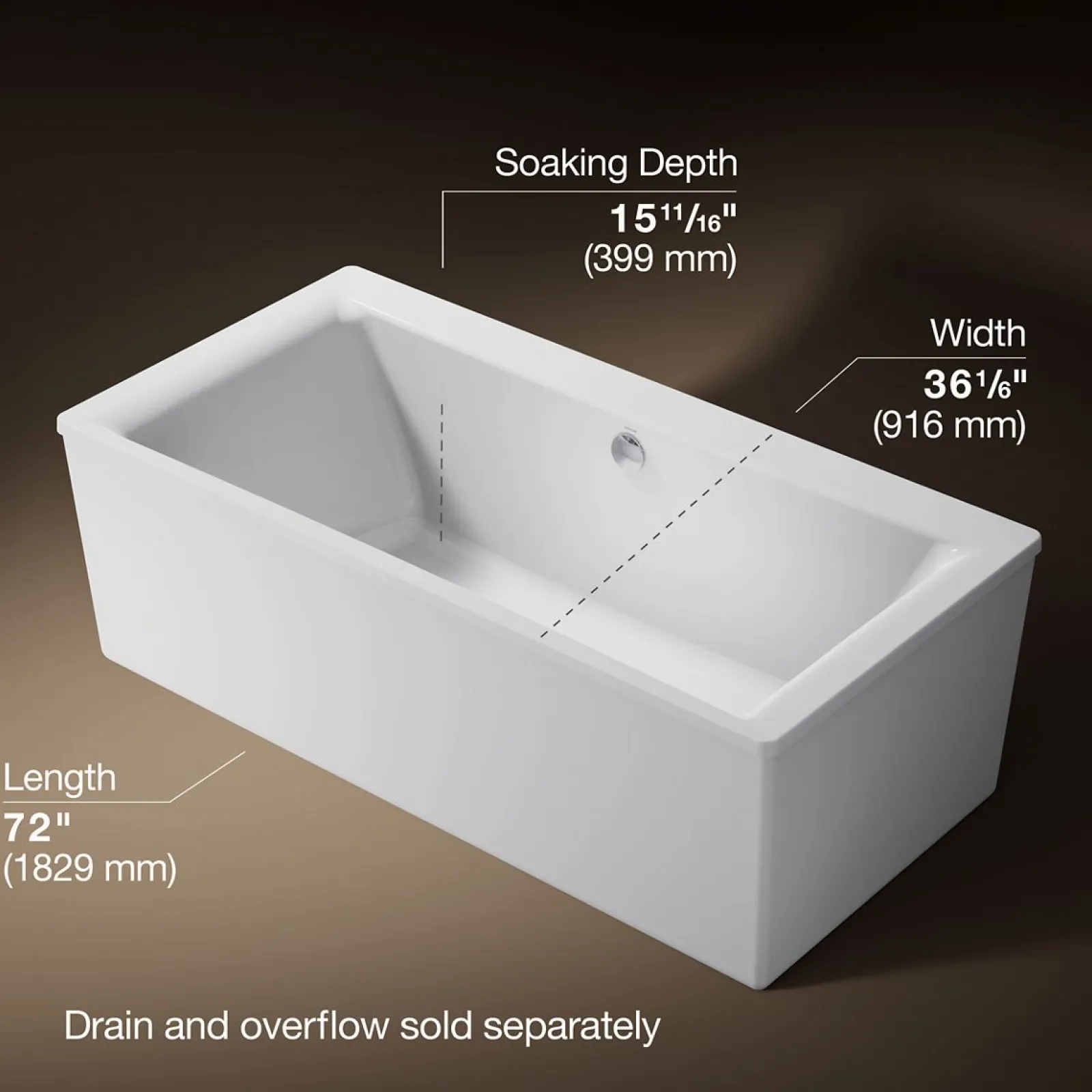 72" x 36" freestanding bath with straight shroud^Kohler Sale