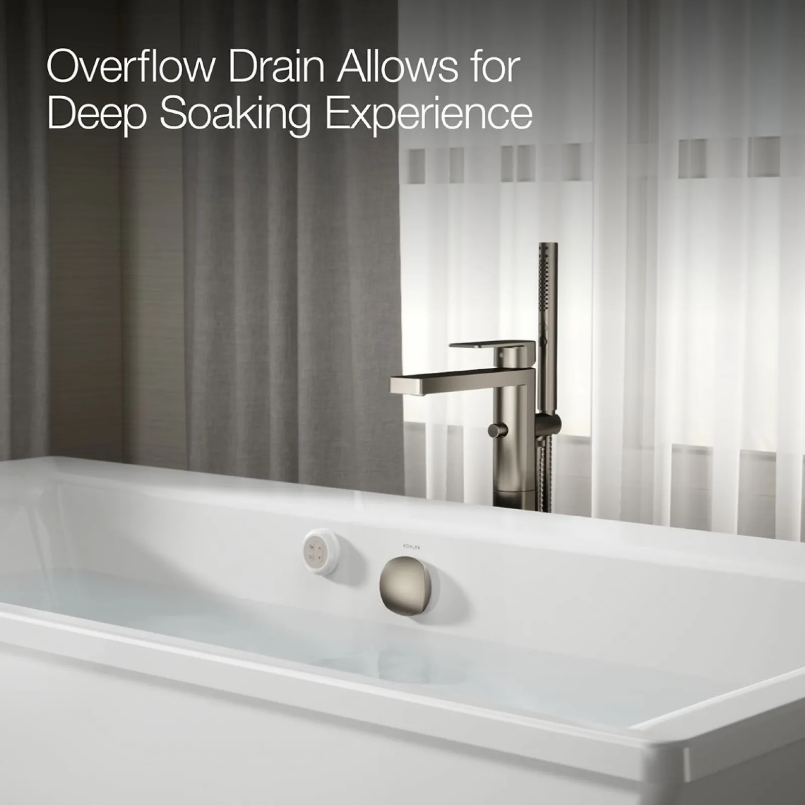 72" x 36" freestanding Heated BubbleMassage™ air bath with Bask® heated surface and fluted shroud^Kohler Discount