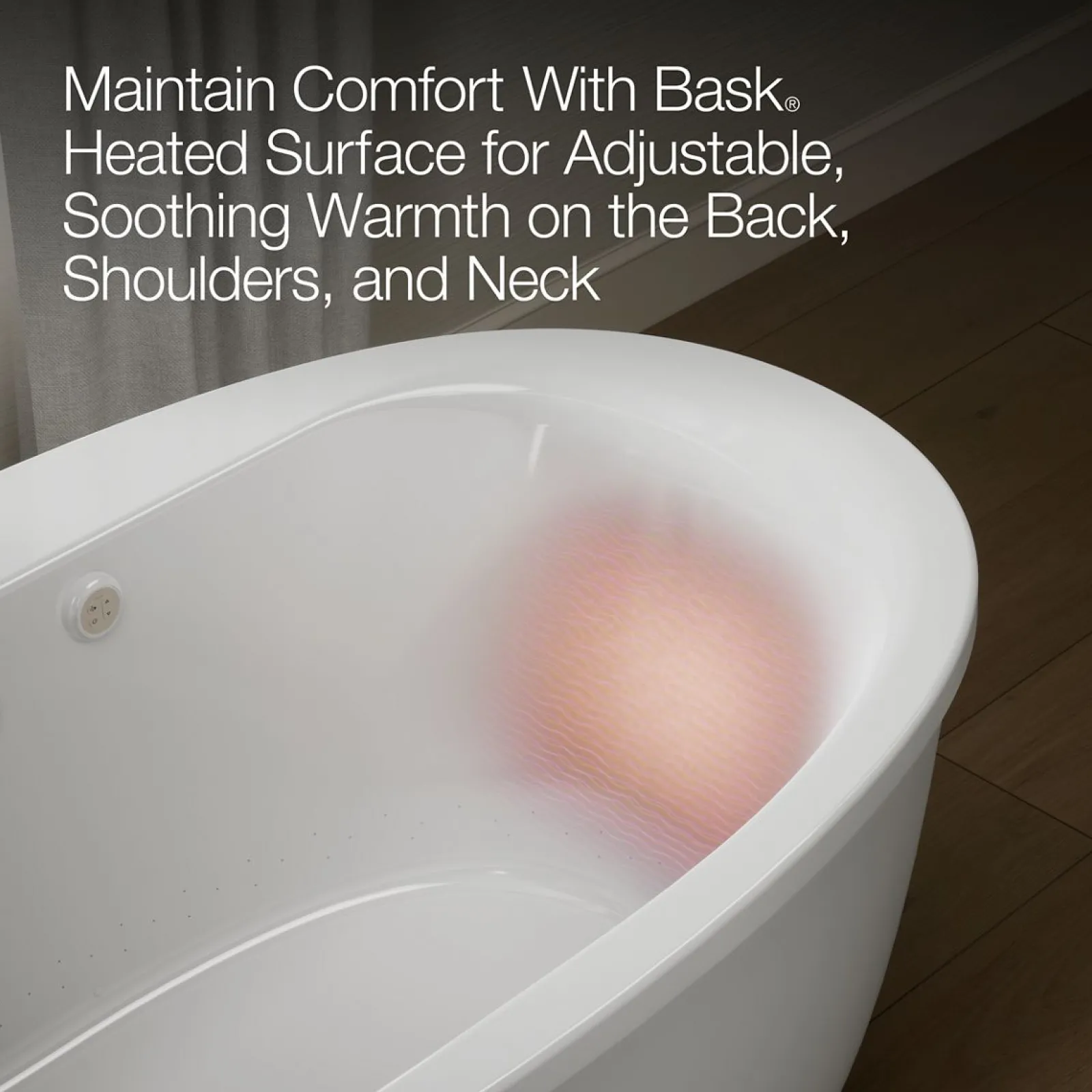 65-1/2" x 35-1/2" freestanding Heated BubbleMassage™ air bath with Bask® heated surface and fluted shroud^Kohler Discount