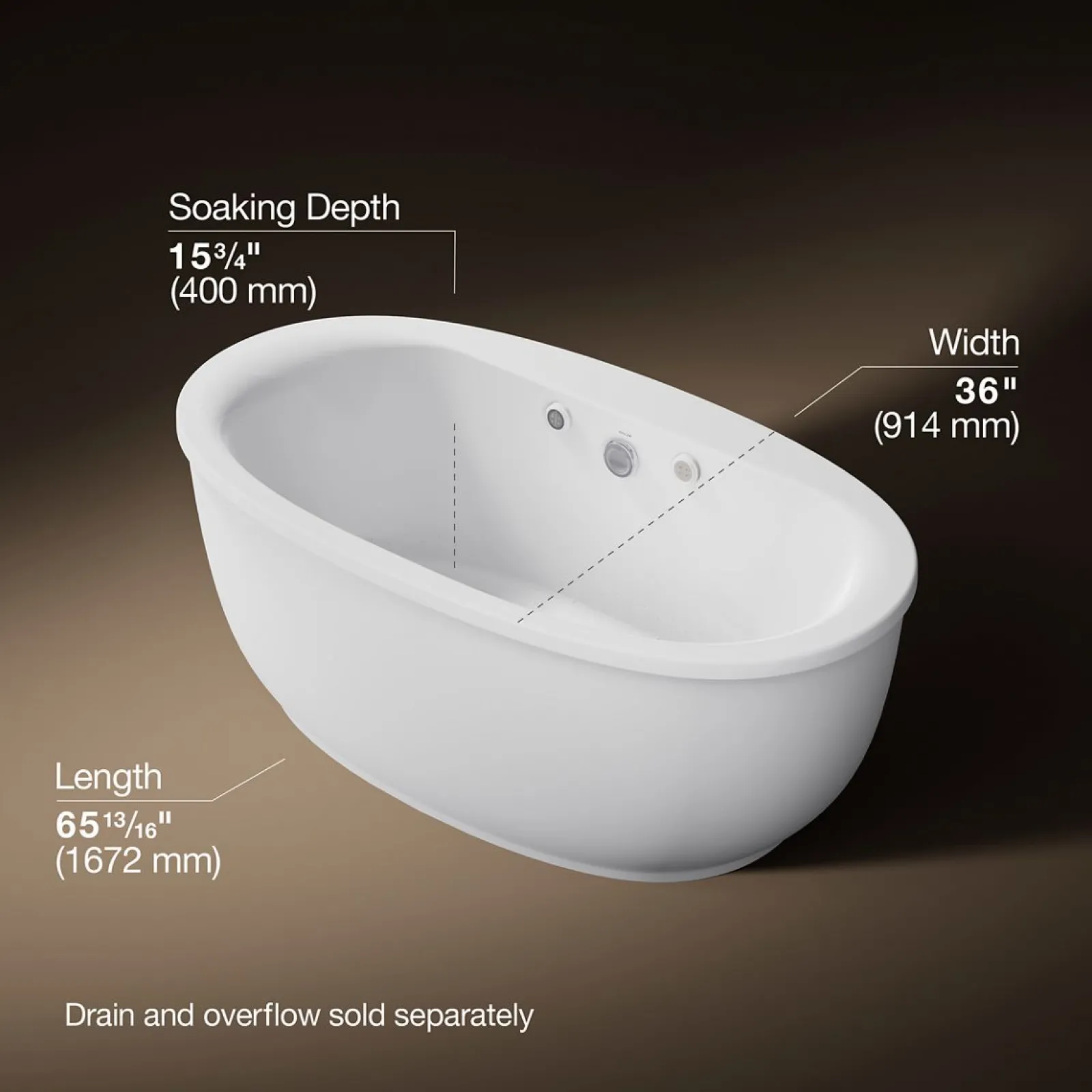 65-1/2" x 35-1/2" freestanding Heated BubbleMassage™ air bath with Bask® heated surface and fluted shroud^Kohler Discount