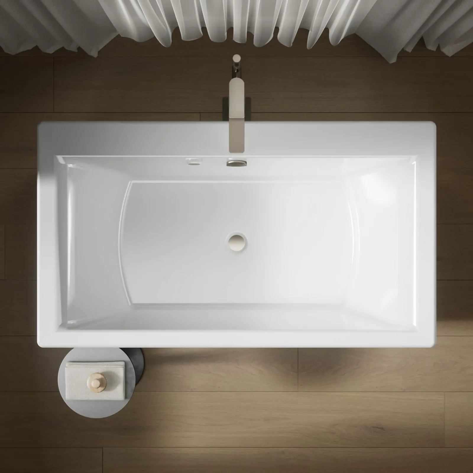 60" x 34" freestanding Heated BubbleMassage™ air bath with straight shroud^Kohler