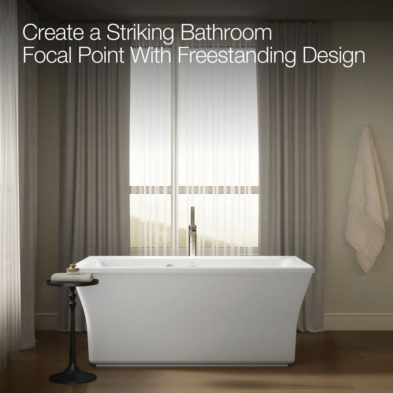 60" x 34" freestanding Heated BubbleMassage™ air bath with fluted shroud^Kohler Online