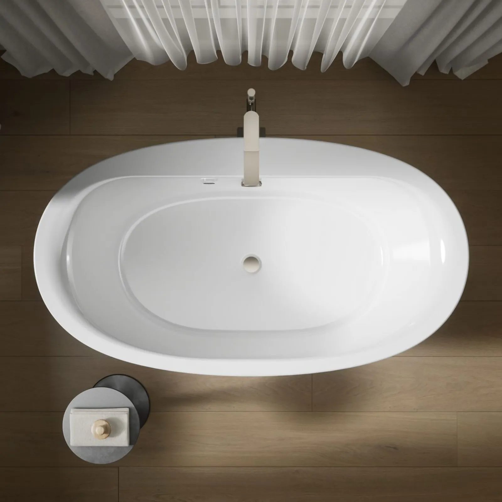 65-1/2" x 35-1/2" oval freestanding bath with Bask® heated surface and fluted shroud^Kohler Online