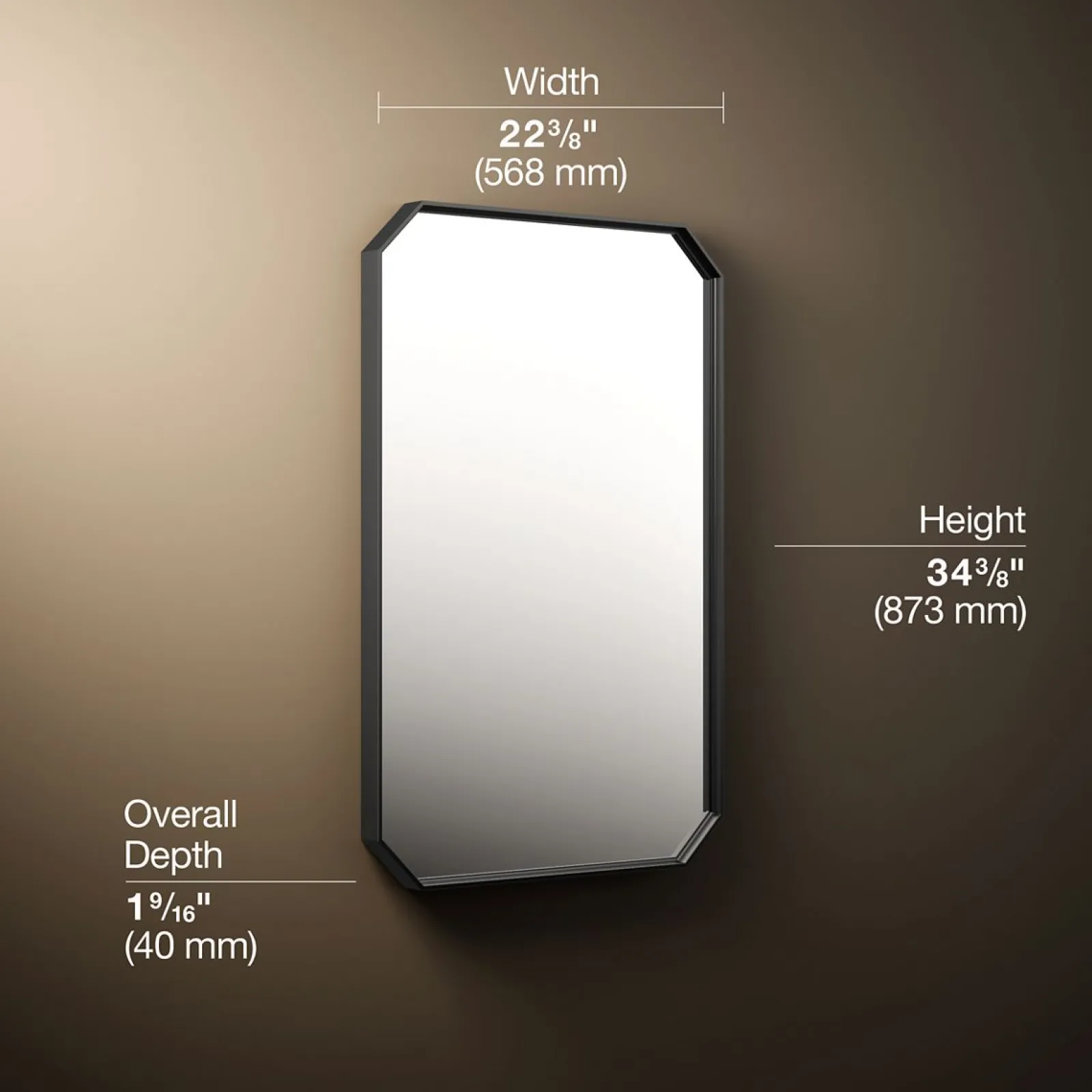 22" x 34" rectangular framed mirror^Kohler