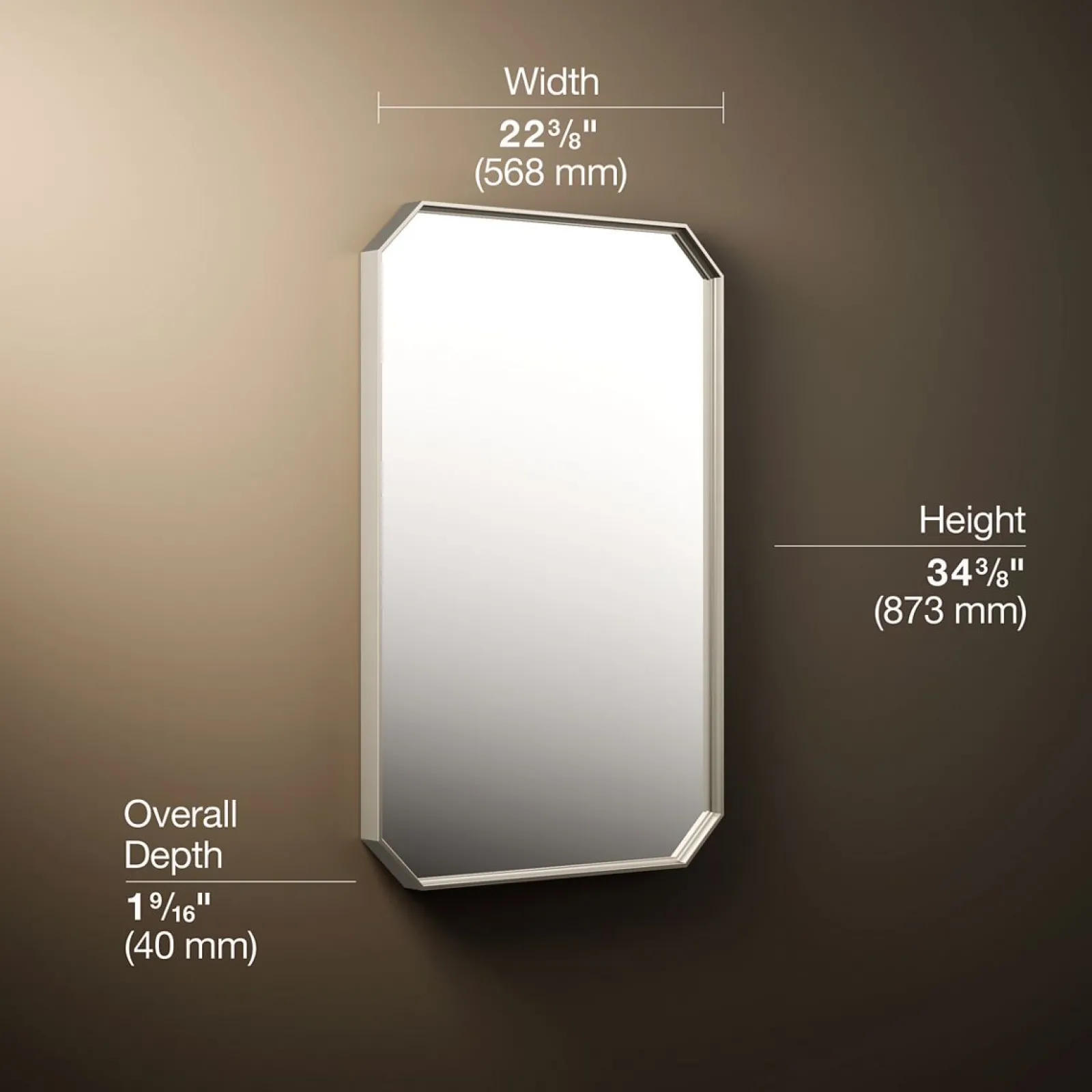 22" x 34" rectangular framed mirror^Kohler